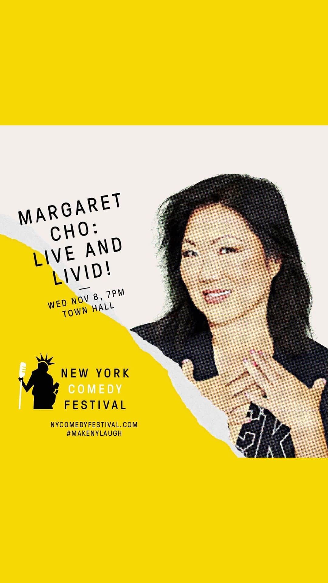 マーガレット・チョーのインスタグラム：「🚨 🎟️ #nycomedyfestival TICKETS ARE ON PRE-SALE! Use code NYCF and get tickets at nycomedyfest.com or margaretcho.com - YOU PICK! I’m ready to #makeyoulaugh New York, I’m good at that ❤️」