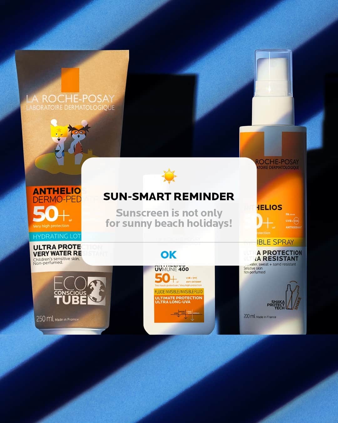 La Roche-Posayのインスタグラム：「☀️ Packing sunscreen for a beach day often comes naturally. But let's not forget, sunscreen is crucial for every other day too, everywhere, and all-year-round. Whether it's sunny or cloudy, by the beach or in the city, harmful UV rays are always there, ready to damage your skin. Making sunscreen a part of your daily routine is the best way to protect your skin against premature aging, sunburns, and skin cancer. So, let's embrace the sunscreen reflex everyday!   All languages spoken here! Feel free to talk to us at anytime. #larocheposay #anthelios #UVMune400 #sunprotection #sensitveskin Global official page from La Roche-Posay, France.」