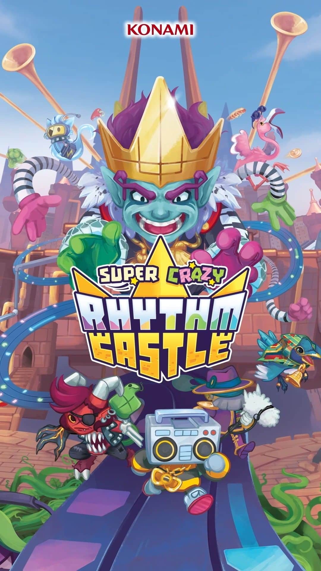 KONAMIのインスタグラム：「It’s Super Crazy Rhythm Castle, the chaotic rhythm adventure! 🎵   A puzzling co-op mashup unlike anything you've ever heard, Super Crazy Rhythm Castle mixes genres to take you on a unique adventure!   Check out the trailer!  #konami #konamigames #gaming」