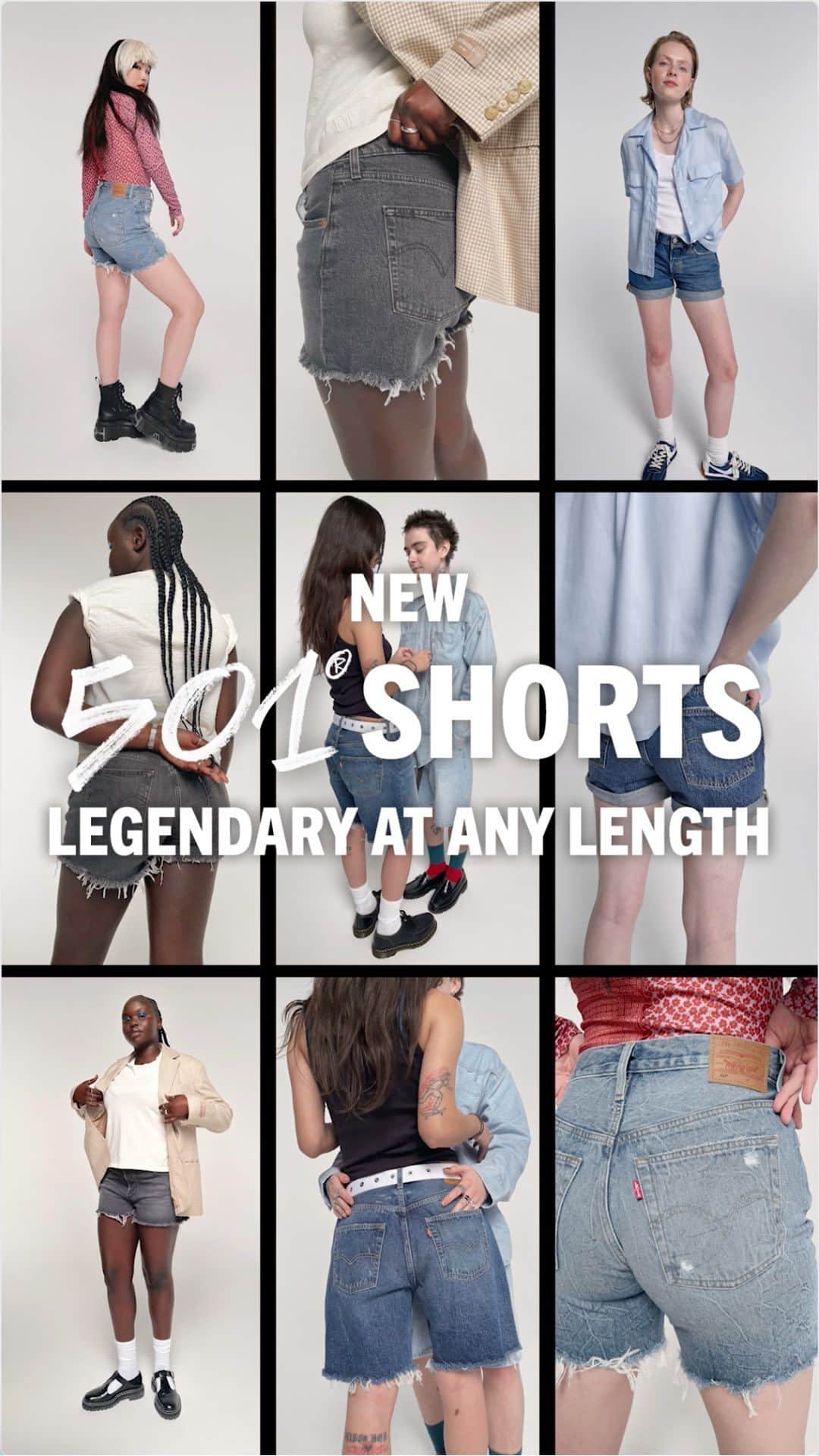 Levi’sのインスタグラム：「Our 501® Shorts are legendary at any length. Whether you’re into short-shorts, like ’em long and baggy, or prefer something in between, we’ve got what you need right in time for summer. Hit our stories or link in bio to shop. #150YearsOf501」