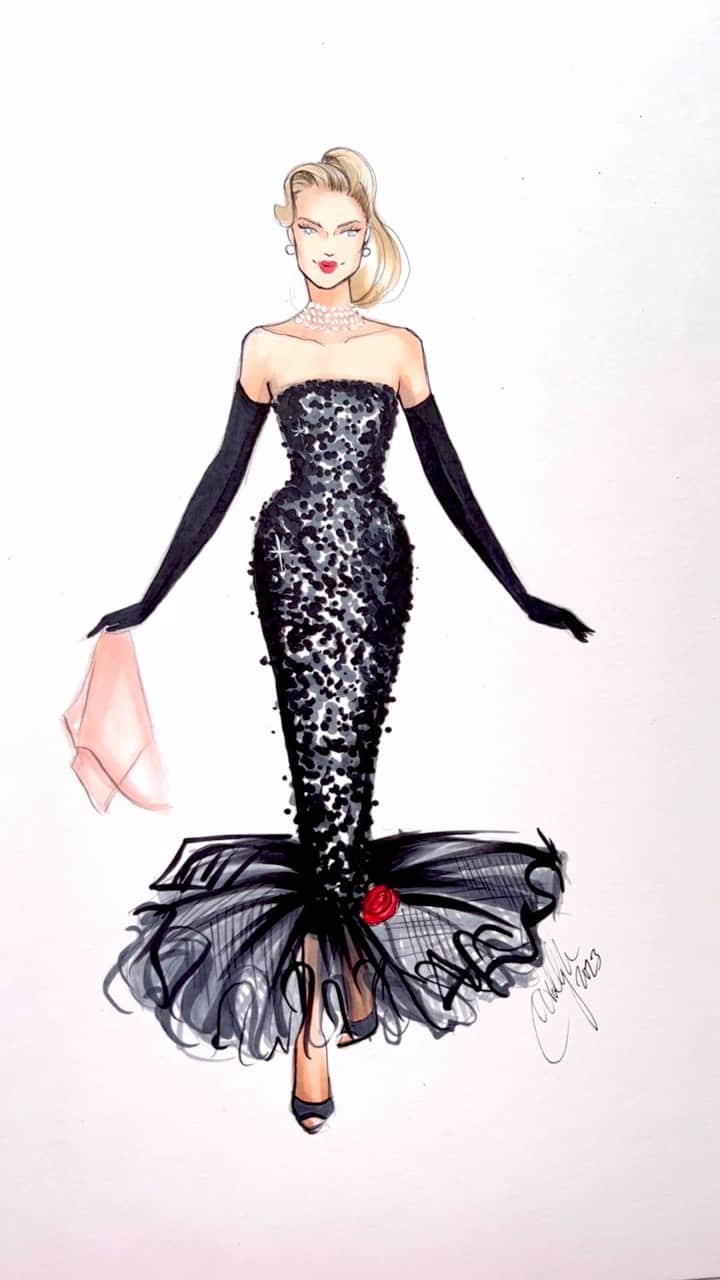 Holly Nicholsのインスタグラム：「Margot Robbie in @schiaparelli #thebarbiemovie #barbiemovie #barbie #barbiecore #asmr #fashionillustration #margotrobbie #copic」