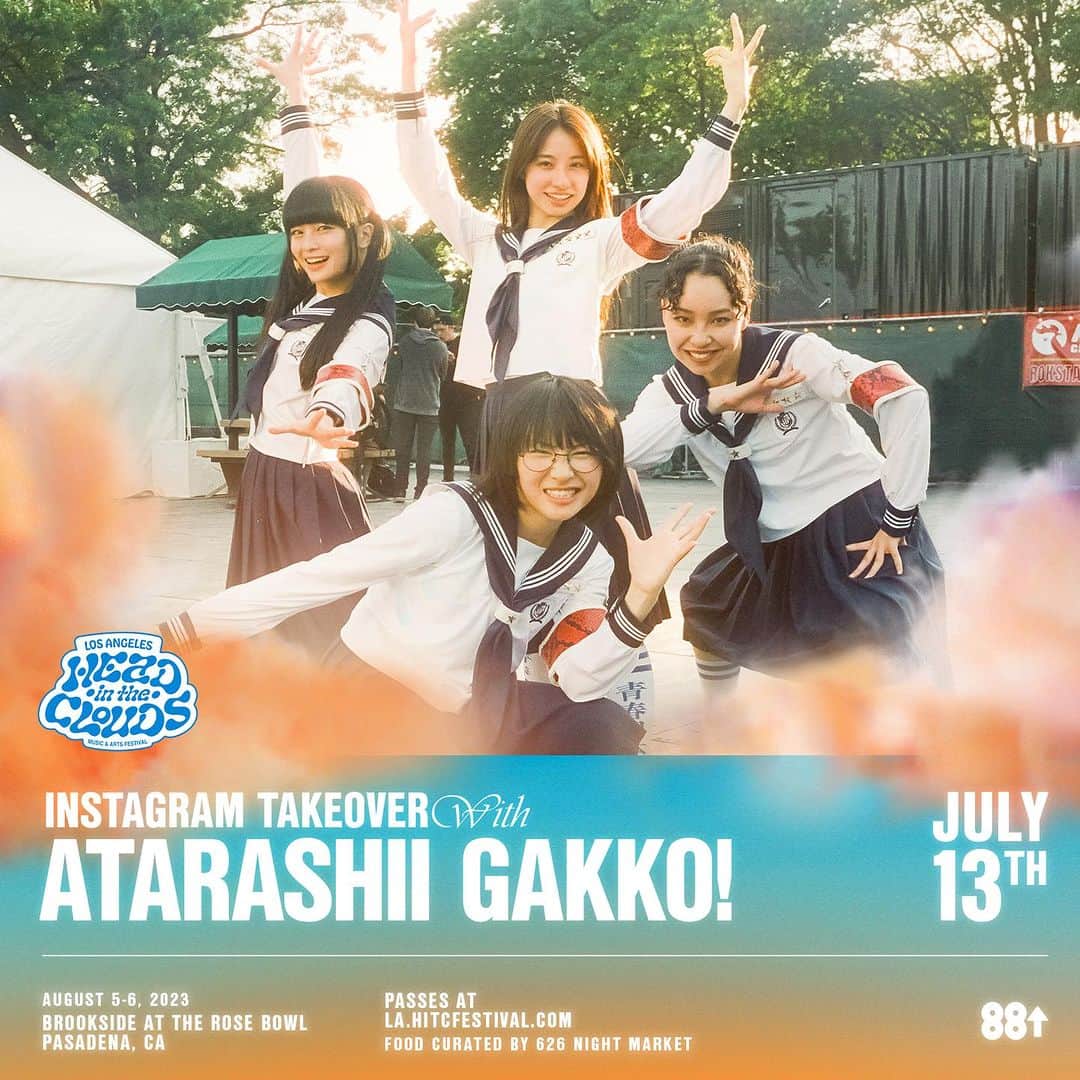 新しい学校のリーダーズのインスタグラム：「TOMORROW: ATARASHII GAKKO! is taking over the Head In The Clouds Instagram. Join @japan_leaders as they get ready for their HITC LA performance!」