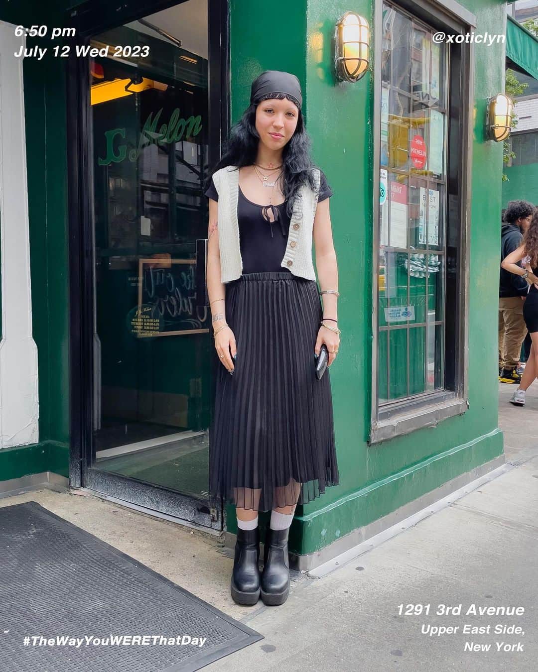 筒井心一のインスタグラム：「Jess @xoticlyn on 1291 #3rdAvenue at 6:50 pm, July 12 Wednesday 2023, #UpperEastSide #Manhattan #NewYork  #OutfitOfTheDay = #TheWayYouWEREThatDay  #TWYWTD #ShinichiTsutsui」