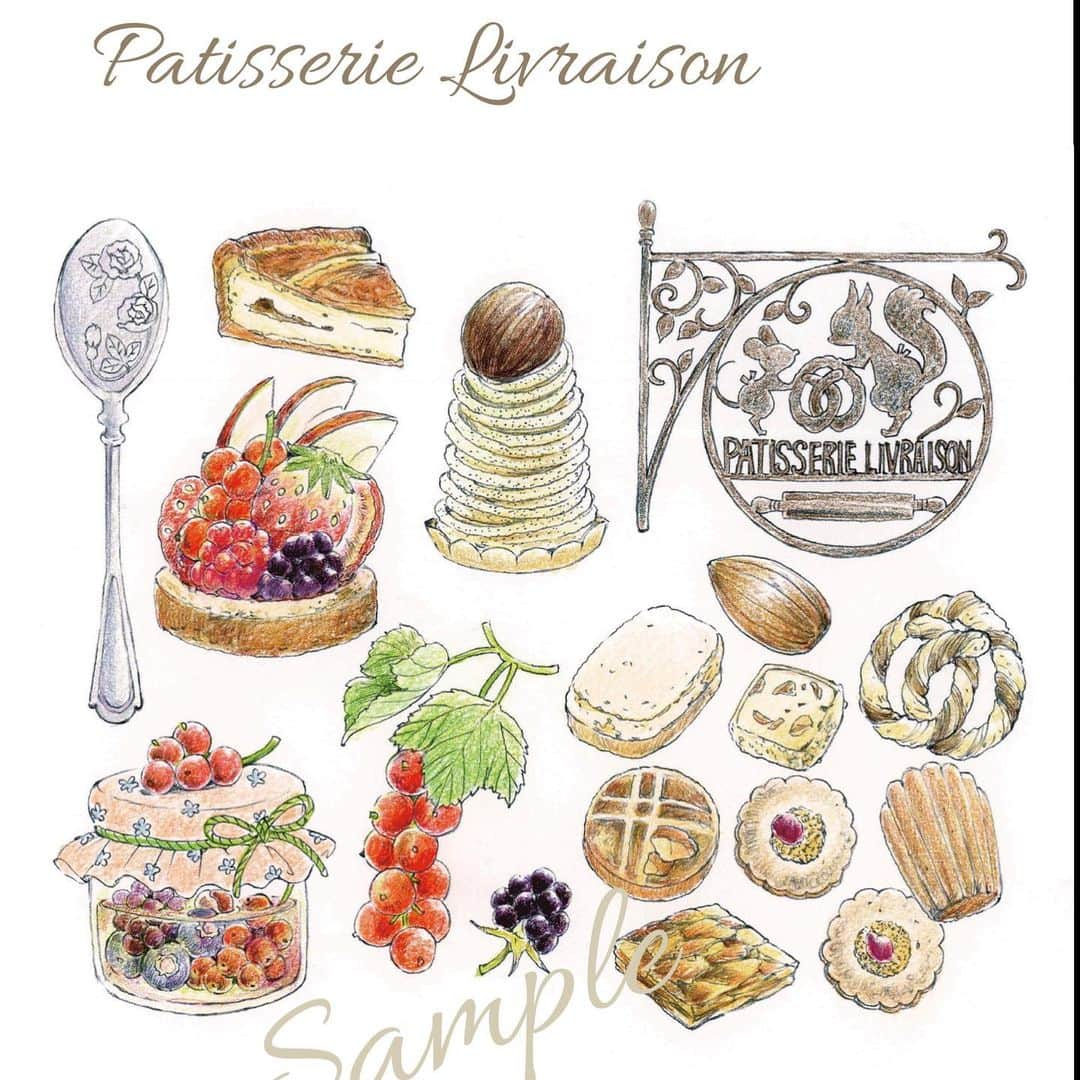 イラストレーター山崎牧子のインスタグラム：「Patisserie Livraison（国分寺） パティスリー・リブレゾン様 @patisserie.livraison  夏に大人気のジェラートオリジナル トッピングに素敵なお知らせ✨  ときめく塗り絵シリーズ「野ねずみユルリの 旅スケッチ」でもお馴染み、森の洋菓子店の ルル🐭＆ノワ🐿は、パティスリー・リブレゾンさんの イメージキャラクターたちです。 そのルルとノワの「ルル&ノワクッキー」が、 新しくジェラートのトッピングに加わった そうです💕パティスリー・リブレゾンさんの ルル&ノワにぜひ会いに行ってみてくださいね♪ #パティスリー#リブレゾン#フランス菓子#国分寺#国分寺スイーツ#ギフト#焼き菓子#野ねずみユルリの旅スケッチ#いなとめまきこ#ジェラート#大人の塗り絵」