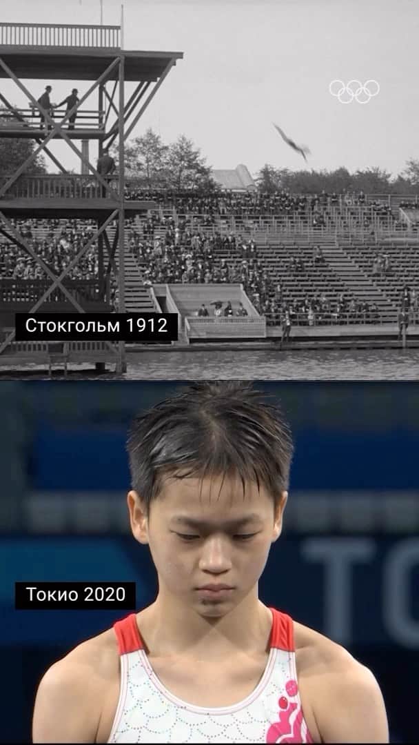 olympiadaのインスタグラム：「Прыжки в воду — с разницей в 108 лет 💦   #Olympics #TBT」