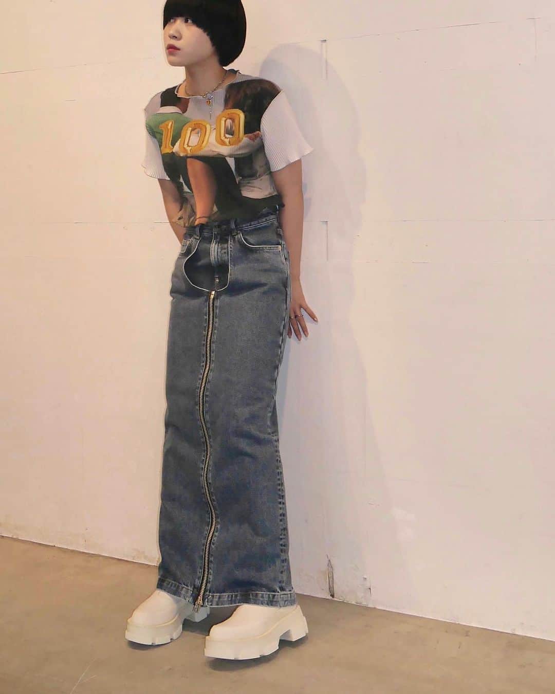 MIDWEST TOKYO WOMENのインスタグラム：「⛓️ @johnlawrencesullivan_official  washed denim zip long skirt Restock on tomorrow !!」
