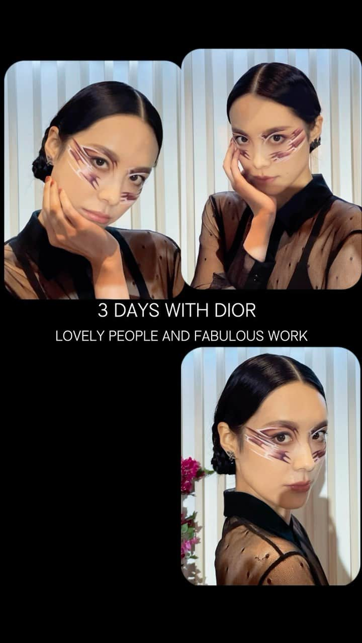 イーランのインスタグラム：「💄Every makeup look expressed the spirit of Christian Dior. Confident and modern!  Thank you so much.  @diorbeauty @enya_78 @momoe.ee 🌹  #creativemakeup #diormakeup #inspiredbyblackswan #flower #dioreyeshadowpalette #743rosetulle #rosamutabilis」