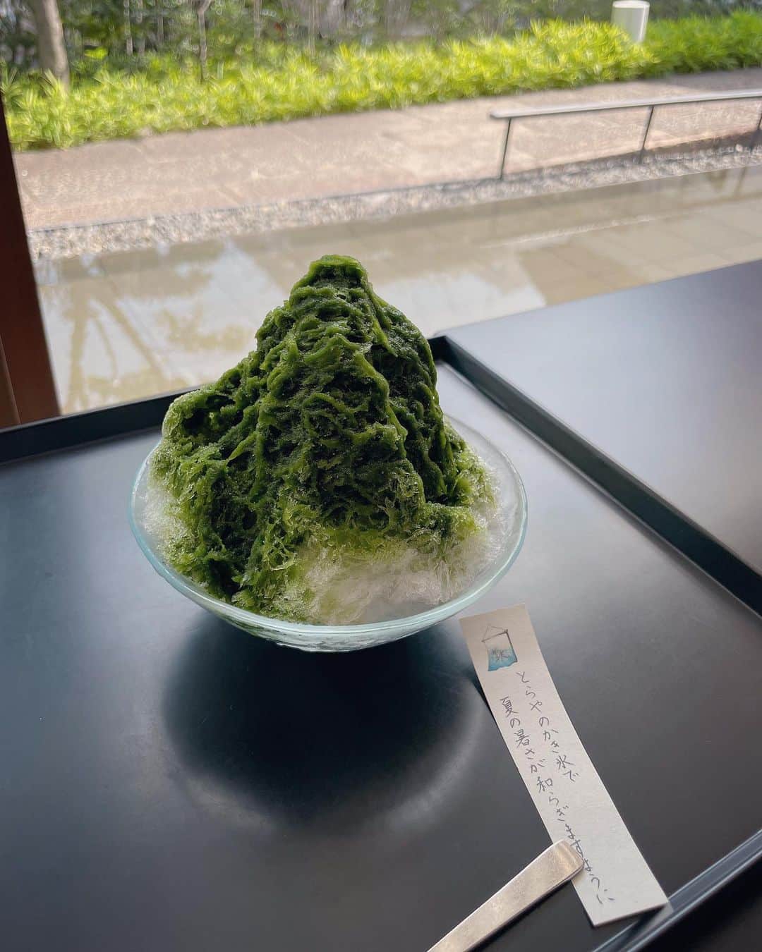 Kozue Kawabeさんのインスタグラム写真 - (Kozue KawabeInstagram)「かき氷の季節 とらやのこの喫茶大好きな場所 息子よ早く元気になって〜三連休は一緒に遊びたいよ。」7月13日 21時04分 - miyaco8