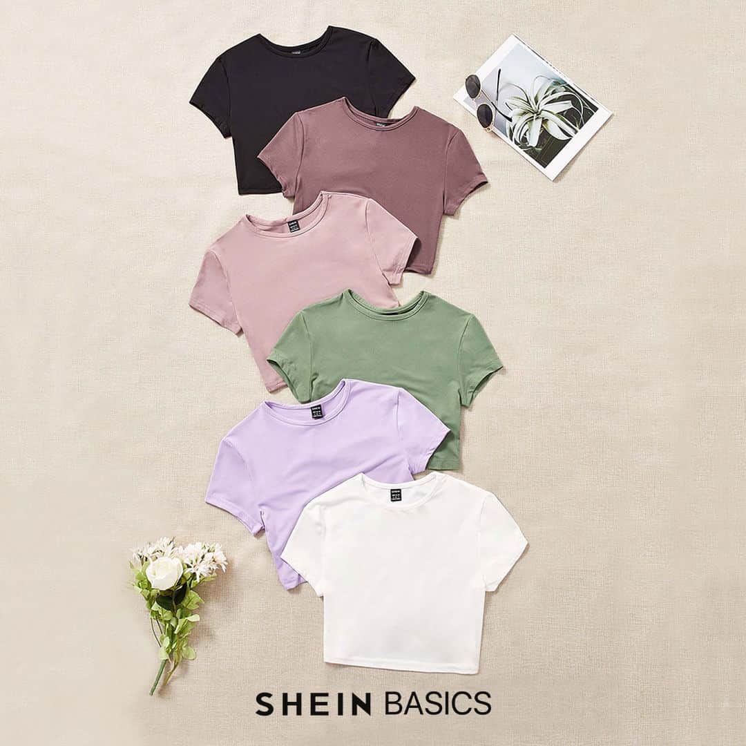 SHEINのインスタグラム：「Versatile, comfortable, and totally timeless 👚👕 Stock your wardrobe with these stylish everyday essentials ✨  🔎10331902 10454980 11230025 11332336 10180681  #SHEINBASICS」