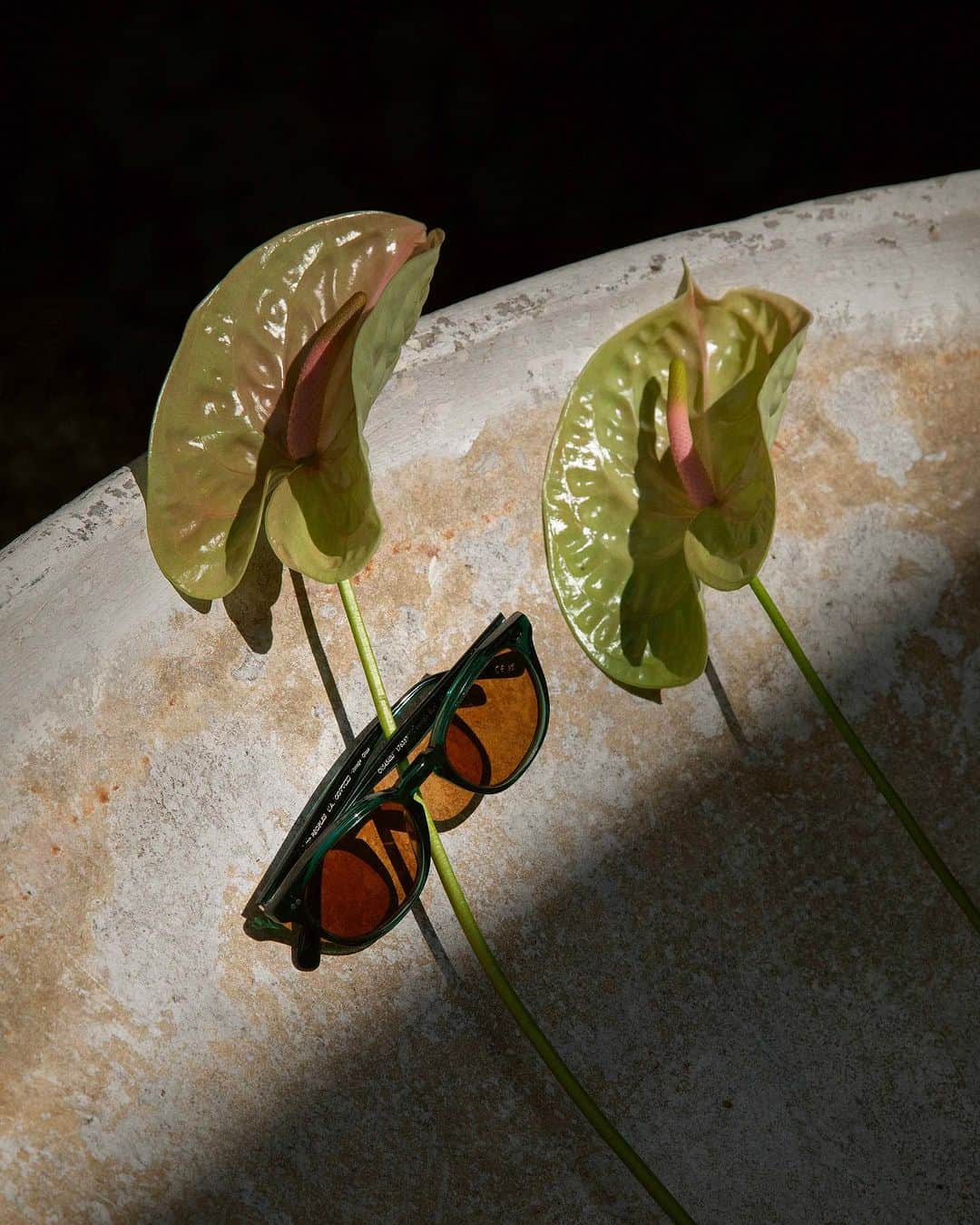 オリバーピープルズのインスタグラム：「Warm summer evenings accompanied by Desmon Sun. A quintessential #OliverPeoples frame transformed by an unexpected colorway.」