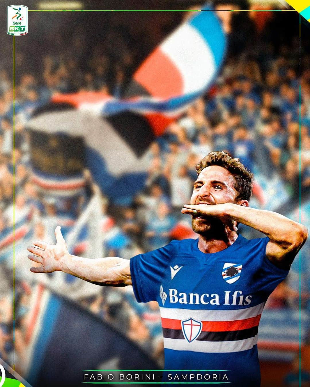 ファビオ・ボリーニのインスタグラム：「Esperienza alla corte di Andrea Pirlo e gol per far sognare la Sampdoria 🔵⚪️🔴⚫️⚪️🔵  Benvenuto 𝐅𝐚𝐛𝐢𝐨 𝐁𝐨𝐫𝐢𝐧𝐢 ⚔️」