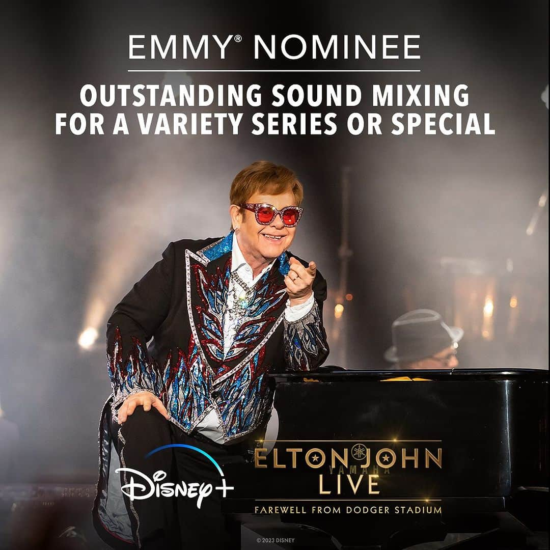 エルトン・ジョンさんのインスタグラム写真 - (エルトン・ジョンInstagram)「I am incredibly proud of 'Elton John Live: Farewell From Dodger Stadium' receiving two additional Emmy nominations in the Outstanding Sound Mixing for a Variety Series or Special and Outstanding Technical Direction and Camerawork for a Special.   Matt Herr and Alan Richardson who have worked on the mix team as part of the Farewell Yellow Brick Road tour are more than deserving of this recognition as are the brilliant production and camera teams @fulwell73productions. Their abilities to capture something truly live for every @disneyplus territory for the first time in Disney’s history is beyond remarkable!  #emmy #emmyawards #eltonfarewelltour」7月14日 4時01分 - eltonjohn