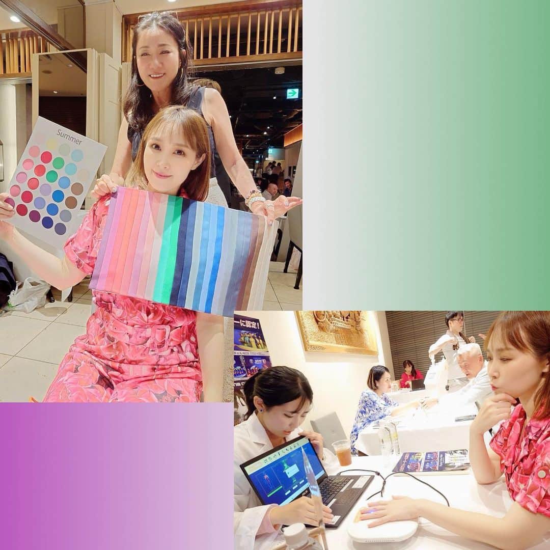 愛内里菜のインスタグラム：「先日７月７日は 総合婚活サービス 株式会社エクスマリーさんによって 制定された『ナツコイの日』であり セレモニー&パーティーイベントが開催されました ⁡ 素敵な雰囲気の会場に 美味しいお料理！ ナツコイのキャンペーンソング 「NATSUKOI☆Version」も 初披露させて頂きました！ ⁡ 体験ブースに私も参加してみたよ！ ⁡ 以前から気になっていた パーソナルカラー診断！ 私はブルベのサマーでした😆✨ こんな色が似合うらしい😙 ⁡ 自分の健康状態も知っておくことも たしかに婚活するにあたって 大切ですね😌 3分手をかざすだけで　100ページほどの 診断結果が出るというもの！ ⁡ 7月8月 まだまだたくさんのイベントやセミナーが あります！ ⁡ YouTube、EXMチャンネルで ぜひ最新情報チェックしてくださいね😉❣️🌺 ⁡ ⁡ 😆YouTube！ 「愛内里菜オフィシャルチャンネル」  ⁡ 🐦Twitter 愛内里菜 official @RRikakakiuchi ⁡ ⁡ 😆TikTok 愛内里菜/Rina Aiuchi 　 🟥17配信 愛内里菜_official ⁡  #愛内里菜  #歌手 再始動 #垣内倶楽部  #バンド   #ライブ #一体化 #絆 #盛り上がりたい  #感謝  #23周年　 #YouTube #ユーチューバー#TikTok ⁡」