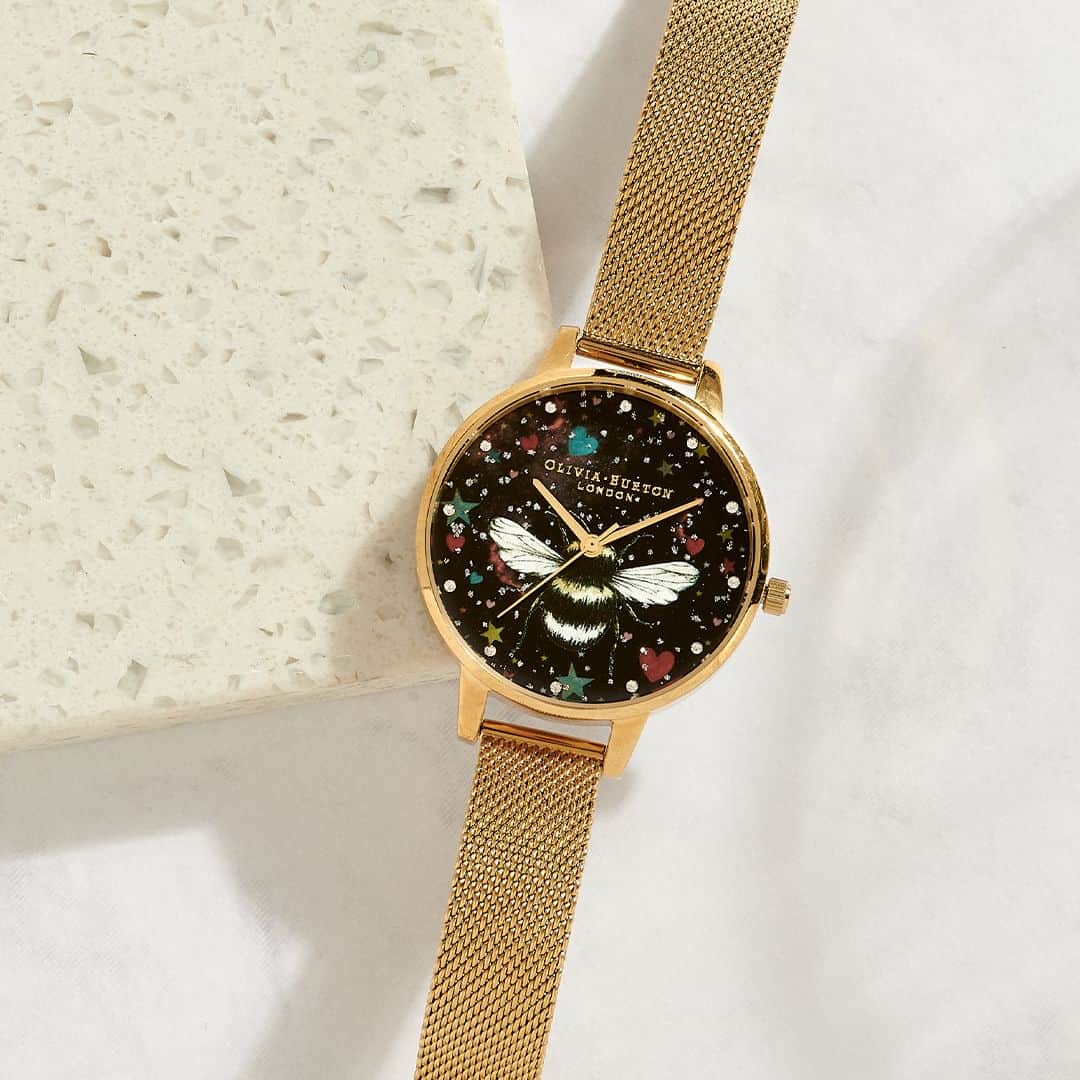 Olivia Burtonのインスタグラム：「Summer nights making you lose track of time? Our enchanting Night Garden watch is the perfect addition to your summer OOTD 🐝  Tap to shop.  #OliviaBurtonLondon」