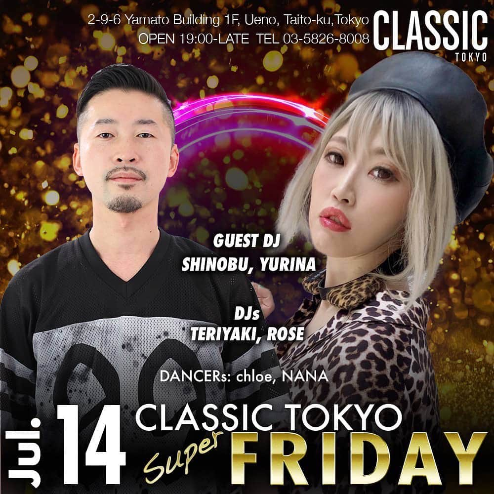 DJ YURINAさんのインスタグラム写真 - (DJ YURINAInstagram)「今夜は上野で飲みましょう🥂 @classic.tokyo   私のやっている現場で唯一リクエストが出来る現場です。 みんなの好きな曲を沢山教えてくださいませ💁🏾‍♀️ 音楽のシェアハピしましょ✨✨✨  #dj #djyurina #上野 #仲町通り #ueno #kpop #edm #hiphop #party #club #request #リクエスト」7月14日 16時41分 - dj_yurina_tokyo