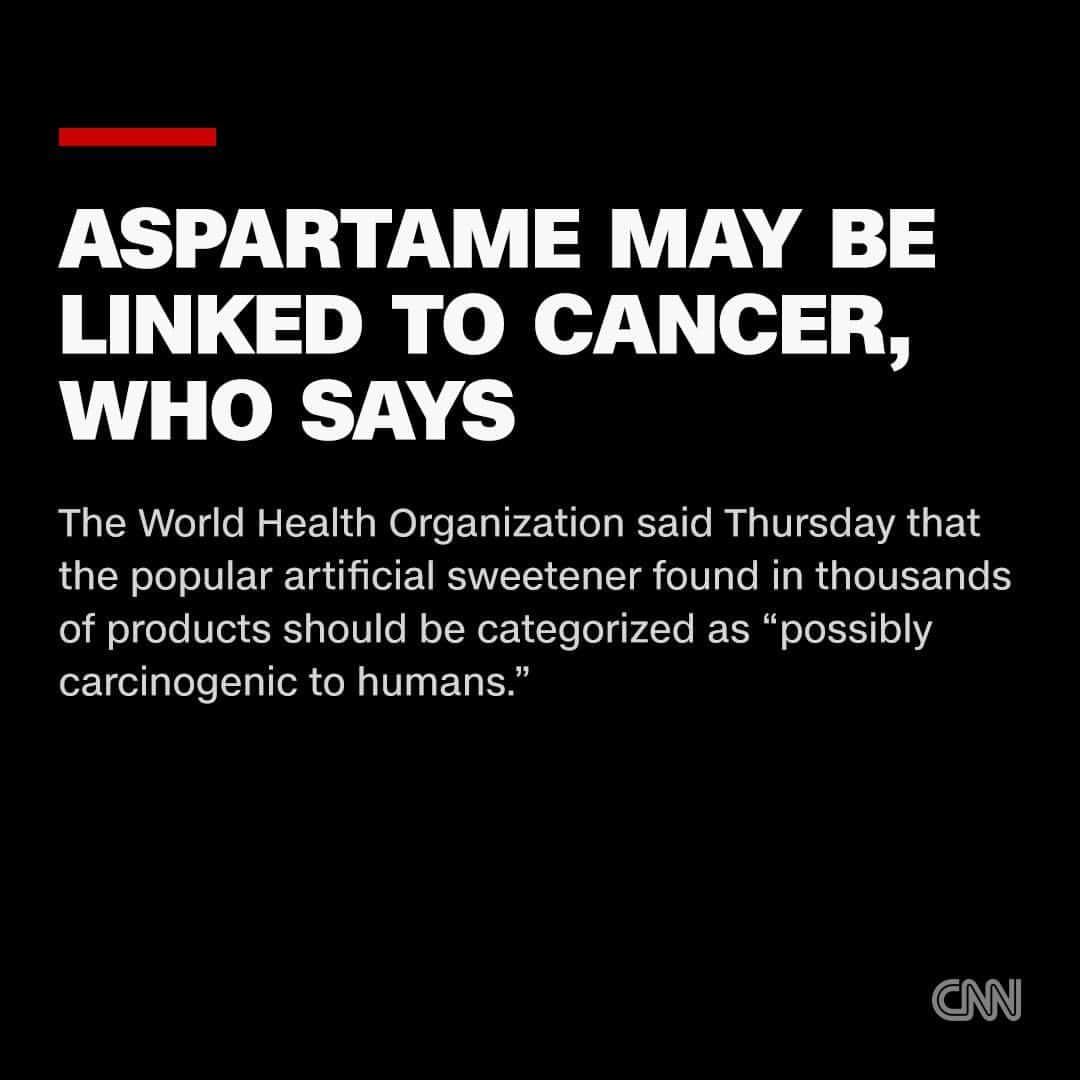 CNNさんのインスタグラム写真 - (CNNInstagram)「The World Health Organization said Thursday that aspartame is possibly linked to cancer, but the findings are not definitive.  Tap the link in our bio to learn how much researchers say is too much to consume.」7月14日 9時58分 - cnn