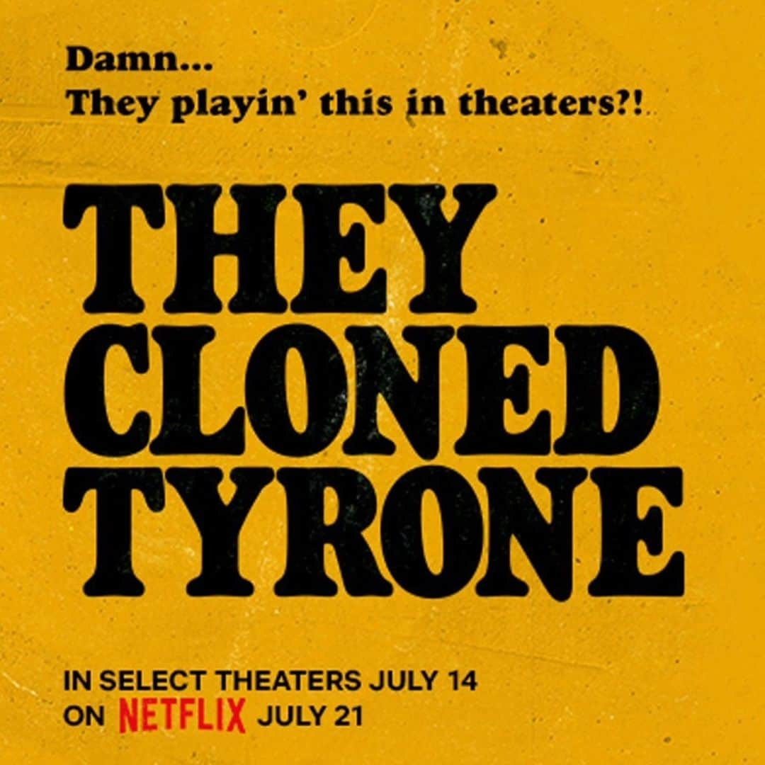 テヨナ・パリスのインスタグラム：「Pray yall enjoy all the hard work & love that the incredibly talented writers, actors, and crew put into bringing this film to life!! 5 years in the making. No one department can do it alone.   and wit dat... I'm gone cuz we strikin'✌🏾   #TheyClonedTyrone in select theaters July 14th| Netflix July 21st.」