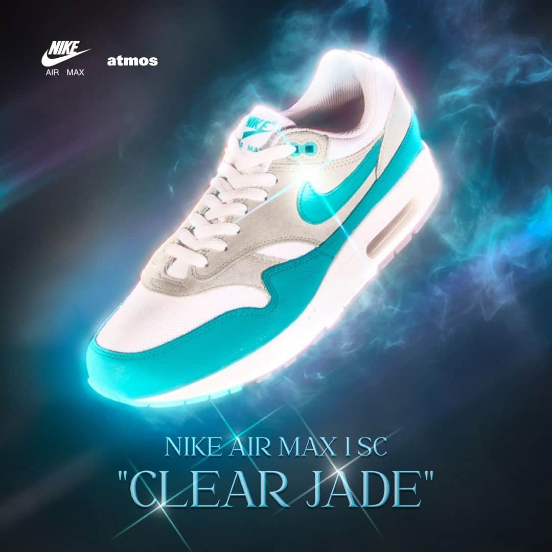 アトモスさんのインスタグラム写真 - (アトモスInstagram)「. NIKE AIR MAX 1 SC"CLEAR JADE"  数々のモデルをスニーカー史に刻んできた名作シリーズAIR MAX。その原点であり、エアバッグを初めて可視化して搭載したAIR MAX 1は、シーンに“ローテク”ど"ハイテクスニーカー”の概念を広めた歴史的な1足である。このモニュメンタルなモデルより、古来から人気の高い宝石”翡翠（ひすい）”を意味する英名"JADE”を落とし込んだAIR MAX 1 SC"CLEAR JADE"が登場。 国石“翡翠”を彷彿とさせる気品のあるカラーリングで日本では"玉(ぎょく)"の名でも親しまれ、数千年にわたって神事や装飾に欠かせない宝石として使用されてきたことから、国石に定められている翡翠。本作は、そんな日本人にとって身近な宝石を彷彿とさせるカラーを纏っており、不思議と気品を感じるのは気のせいではないにろう。最先端のトレンドやテクノロジーを追うことも大切だが、太古の昔に思いを馳せながらスニーカーを楽しむのもどうだろう。夏が終わる頃には、きっと相棒のような存在になっているはずだ。アッパーは、OGモデルと同様のクラシカルなカラーブロッキングを採用、ホワイトのメッシュ、グレーのスウェード、クリアジェイドのスムースレザーで構成され、夏にぴったりな清涼感のある雰囲気に仕上がっている。 本商品は2023年7月15日(土)よりatmosオンラインにて抽選受付開始、 2023年7月21日(金)よりatmos各店(一部店舗除く)、atmosオンラインにて発売致します。  NIKE AIR MAX 1 SC "CLEAR JADE"  The AIR MAX 1 is the origin of the AIR MAX series, which has carved numerous models into the history of sneakers, and is the first pair to feature a visible airbag. It is a historical pair that spread the concept of "low-tech" and "high-tech" sneakers in the scene. From this monumental model comes the AIR MAX 1 SC "CLEAR JADE," which incorporates the English name "JADE," meaning "jade," a gemstone that has been popular since ancient times. Jade is also known in Japan as "jade" because of its elegant coloring, reminiscent of the national stone "jade," and is designated as the national stone because it has been used as an essential jewel in rituals and decorations for thousands of years. The color of this work is reminiscent of such a familiar gemstone to the Japanese, and it is not just my imagination that I feel a strange sense of elegance. It is important to follow the latest trends and technology, but how about enjoying sneakers while thinking back to ancient times? By the end of the summer, they will be like your best friend. The upper features the same classic color blocking as the OG model, with white mesh, gray suede, and clear jade smooth leather, creating a cool and refreshing atmosphere perfect for summer. This product will be available at atmos online from July 15, 2023 (Sat), and at atmos stores (excluding some stores) and atmos online from July 21, 2023 (Fri).  #atmos #airmax1 #nike #airmax1clearjade」7月14日 11時44分 - atmos_japan