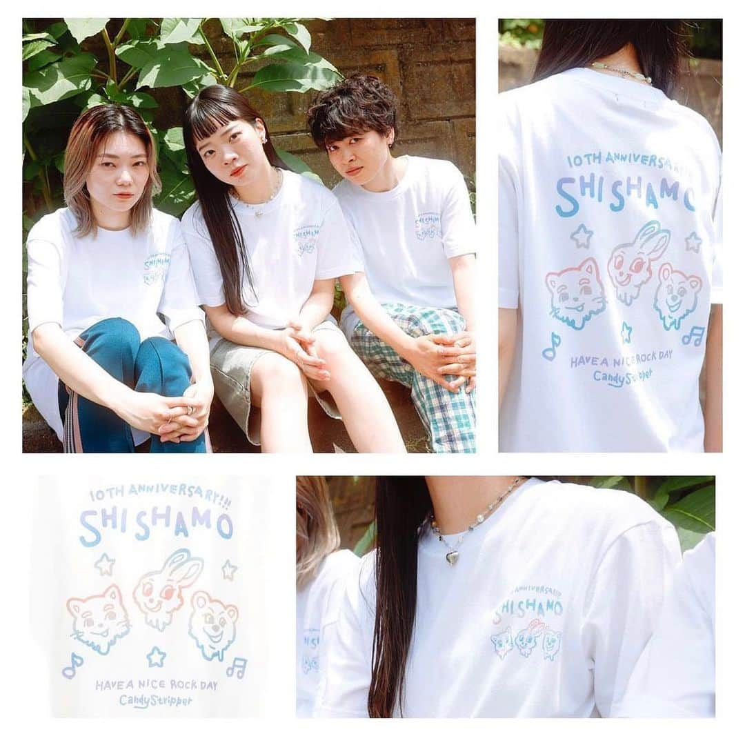 板橋よしえさんのインスタグラム写真 - (板橋よしえInstagram)「. 🎊❣️SHISHAMO × Candy Stripper コラボTシャツ新色発売決定❣️🎊  7/15(土)国立代々木競技場第一体育館 「INSPIRE TOKYO 2023」のマーケット内、 🛒SHISHAMO × Candy Stripper SPECIAL SHOP🛒から SHISHAMO × Candy Strirpper 10th AnniversaryコラボTシャツの新色🌟ホワイト🌟の発売決定!!!  アニマル風な3人のイラストがグラデーションカラーにプリントされた可愛い1枚🌈  ぜひチェックしてください👀✔  #SHISHAMO #candystripper」7月14日 14時06分 - candy_yoshie