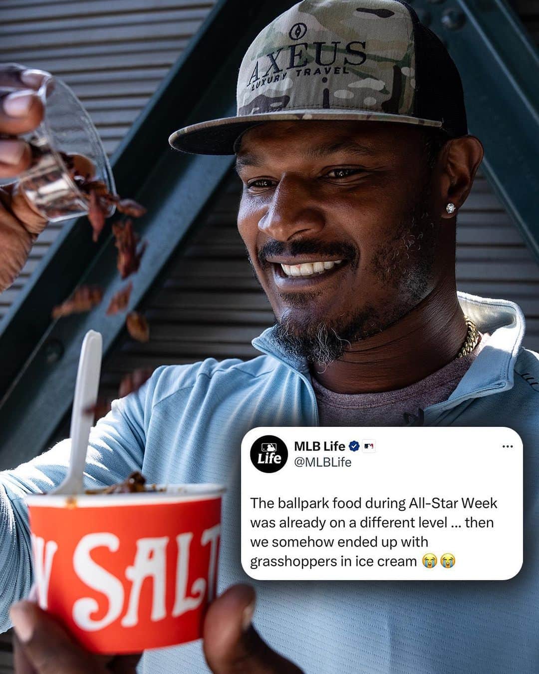MLBさんのインスタグラム写真 - (MLBInstagram)「Would you try toasted grasshoppers? 🤔 @simplyaj10 takes us on a tour of ballpark food from All-Star 😂➡️  #AllStar #Mariners #MLB #Baseball」7月15日 3時04分 - mlb