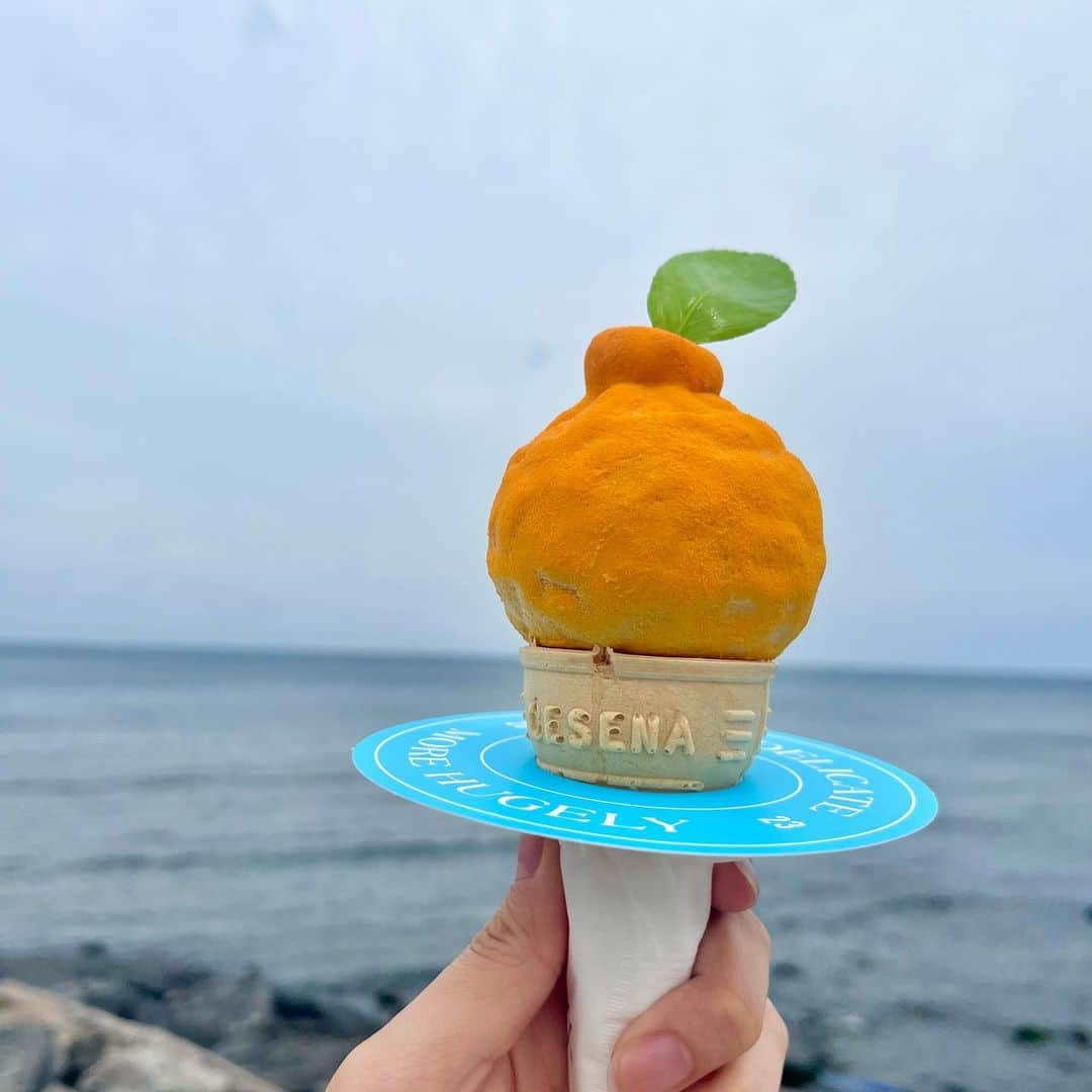 渡辺梨加さんのインスタグラム写真 - (渡辺梨加Instagram)「チェジュ島の🍊 周りがチョコレートのアイスで中はみかんのアイスだよ🍨  #済州島」7月14日 19時12分 - watanabe.rika.official