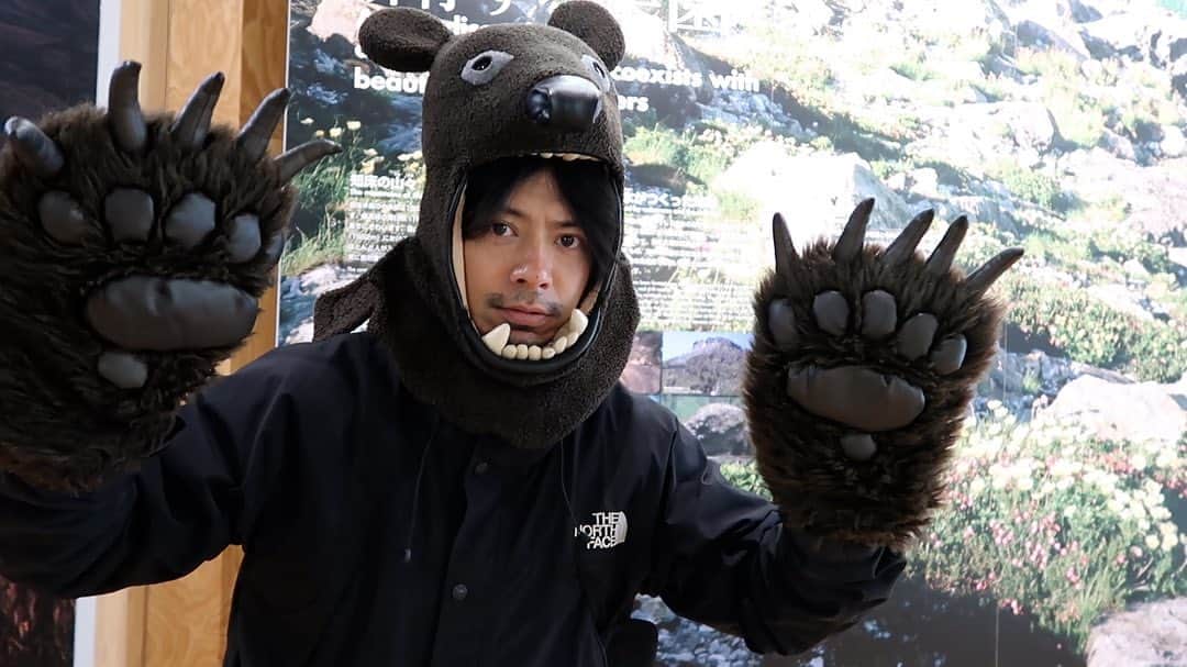 森公平のインスタグラム：「知床で熊の着ぐるみを着る35歳独身。  こちらの動画はYouTube森キャンプ公平の北海道ツーリング2023５日目を見てね！ プロフィールからチャンネルへ飛べます😊  #北海道ツーリング #北海道 #ヒグマ #熊 #bear #japan #hokkaido #知床 #shiretoko #tourist」