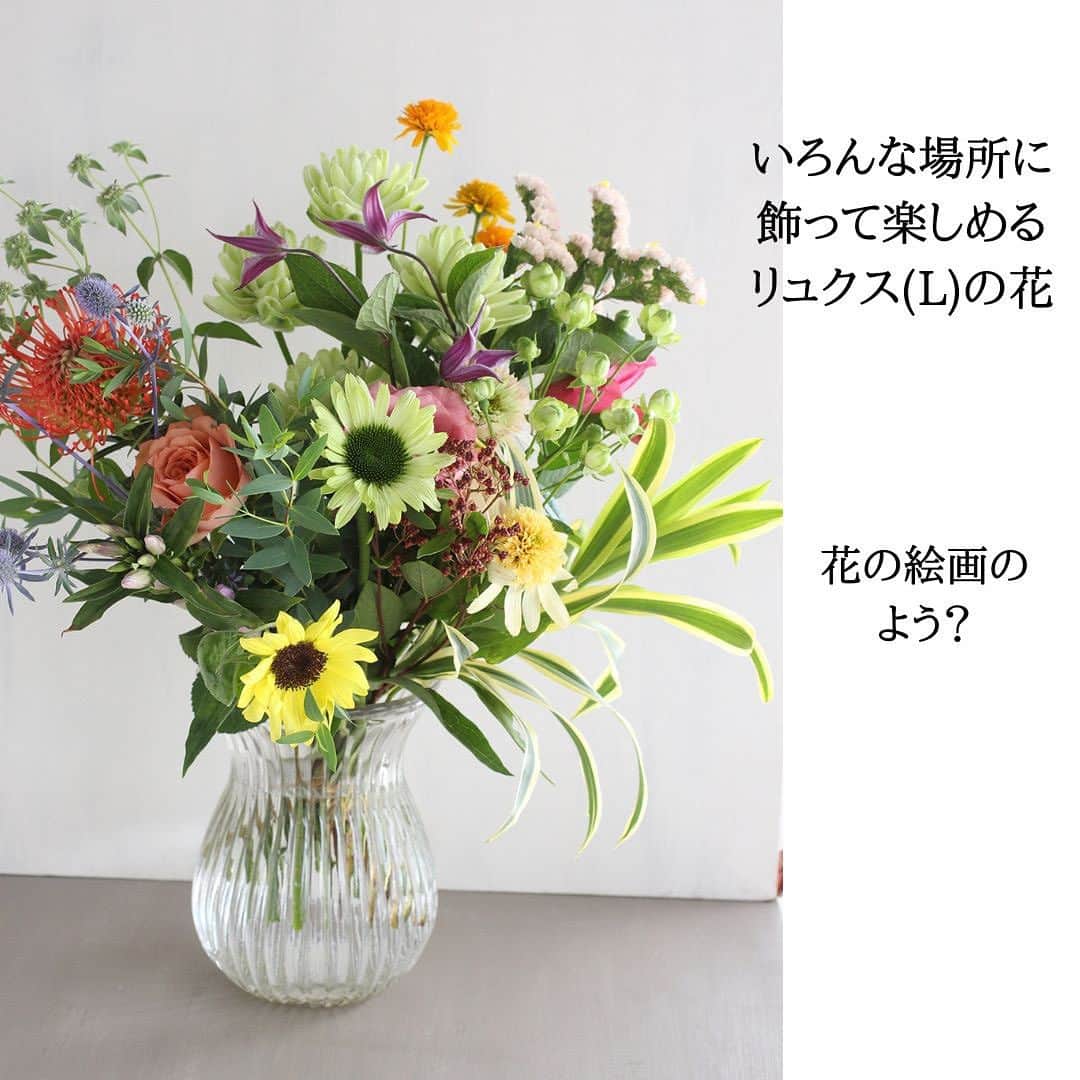 雑誌『花時間』さんのインスタグラム写真 - (雑誌『花時間』Instagram)「今日も暑かったですね💦　私は市場へお花の撮影に行き、大汗💦💦💦　  花時間（@hanajikan_magazine）です。  定期便とグリーンブーケの撮影に行ってきたんです。  いつもとは撮り方を変えてみました。  器に入っていると、ボリューム感がわかりやすくなるかもと。  どうですか？  暑くても、市場はお花の生気でいっぱい。写真で伝わるかな？？？  今週末は、相当な暑さになるそうなので、熱中症にどうぞお気をつけくださいね🍉  今日もお疲れさまでした。 明日も元気smile😊😊😊で頑張りましょう！ byピーターパン  お届けしたお花の内容を発表いたします🎉  ⭐️7／15（土）着のお花⭐️  【プチ】 カーネーション(ブラドミント) リンドウ（スウィートピンク） クレマチス(ローマ) エリンジウム(ブルーグリッター) エキナセア スモークグラス マウンテンミント セアノサス マリーサイモン実    【スタンダード】 バラ(バイアモーメント、オリエンタルキュリオーサ) ユリ(ノーブル) リンドウ（スウィートピンク） クレマチス(ローマ) トルコギキョウ エリンジウム(ブルーグリッター) エキナセア スモークグラス マウンテンミント ヒマワリ(サンリッチ) ヒメヒマワリ ユーカリ(バルビフォリア) セアノサス マリーサイモン実   【リュクス】 バラ（バイアモーメント、オリエンタルキュリオーサ、ラストナイトオンアース、エクレール) ユリ(ノーブルアイカ) リンドウ（スウィートピンク） ピンクッション(サクセッション) ヒマワリ(サンリッチ) ヒメヒマワリ クレマチス(ローマ) エキナセア(グリーンジュエルほか1種) スターチス マウンテンミント スモークグラス ドラセナ(ソング オブ インディア) ユーカリ(バルビフォリア) セアノサス マリーサイモン実   【グリーンブーケ】 アジサイ(アンティーク) カーネーション(ブラドミント) バラ(エクレール) ユリ（ノーブル） パイナップルリリー エキナセア（グリーンジュエル） ワックスフラワー（グリーン染め） リューカデンドロン（ゴールデンカップ） ビバーナム（コンパクタ） スモークグラス チョウジソウ  #花時間 #フラワーアレンジ #花の定期便 #花のサブスク #夏の花 #グリーンブーケ #緑のある暮らし  #花が好き #花が好きな人と繋がりたい #花を飾る #花を飾る生活 #花屋さんへ行こう」7月14日 21時01分 - hanajikan_magazine