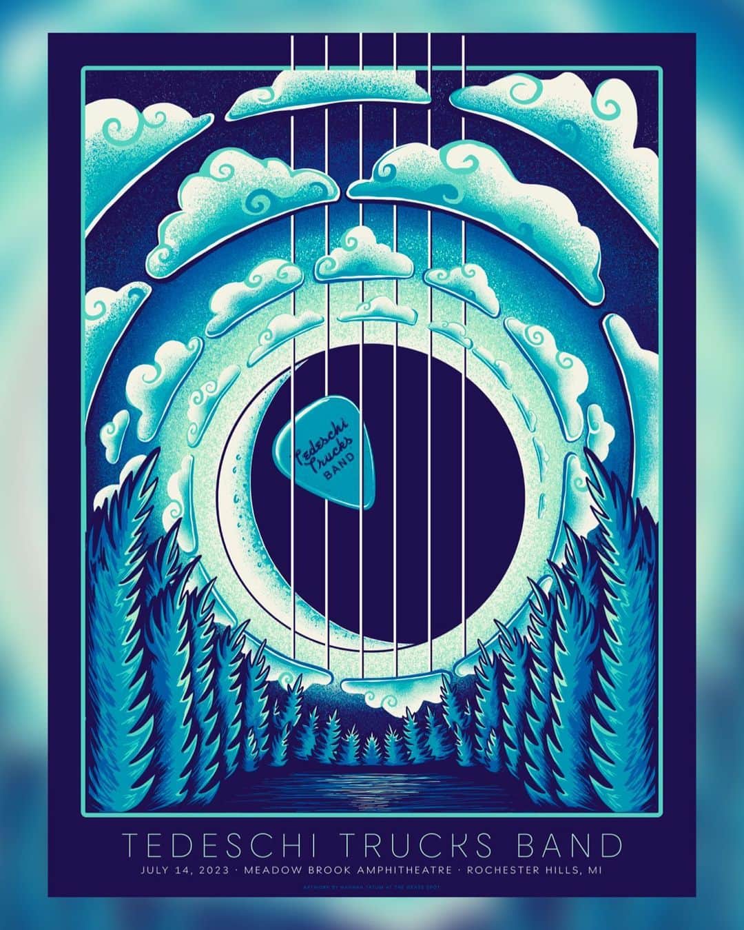 テデスキ・トラックス・バンドのインスタグラム：「Here is the poster for tonight’s Rochester Hills, MI show from @tatumhp. 18”x24” prints will be available at merch upon doors opening, with a very limited amount of foil variants.」
