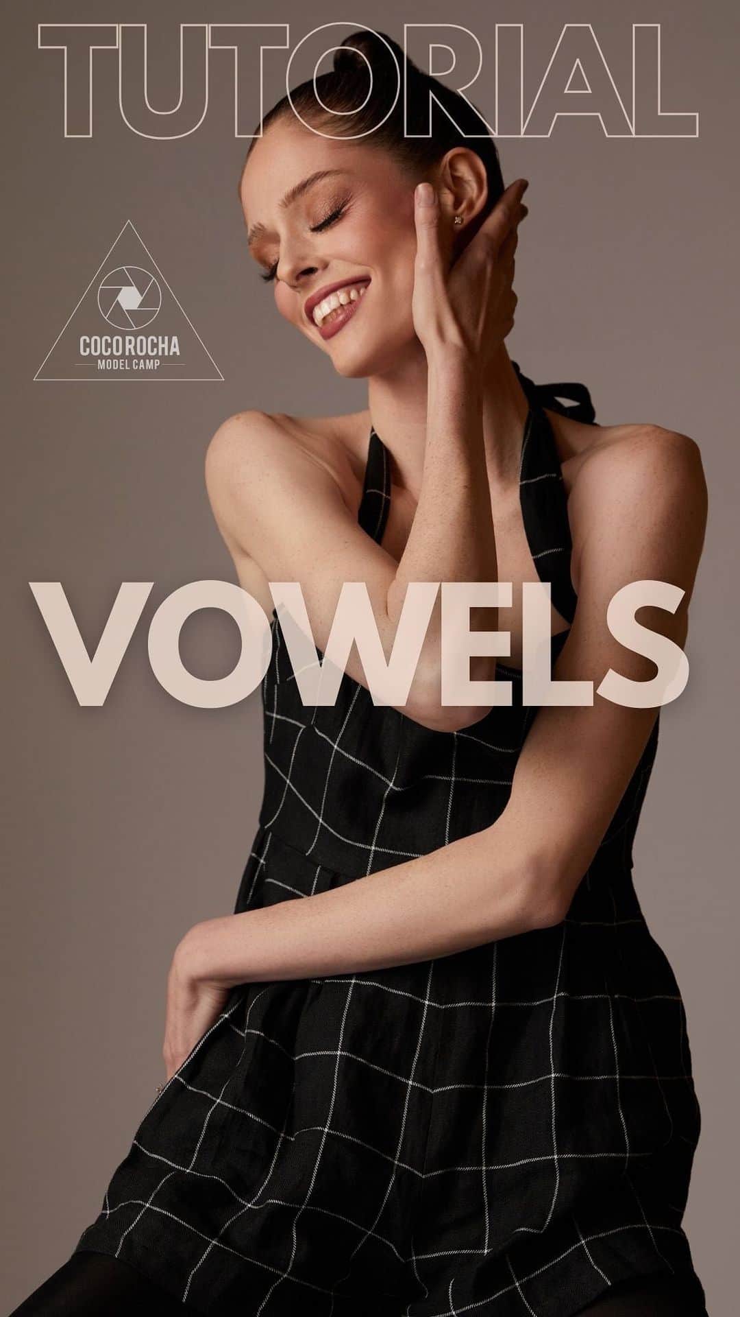 ココ・ロシャのインスタグラム：「CRMC Tutorial: Vowels (Save this for your next shoot!)   Struggling with how to pose your face during a photoshoot? Don’t worry, @CocoRocha has got your back! Try mouthing vowel sounds, it might sound simple, but it can make a world of difference. By mouthing vowel sounds, you can bring a natural and fluid movement to your face, adding energy and interest to your shots. Give it a shot at your next shoot and let us know how it works for you!」