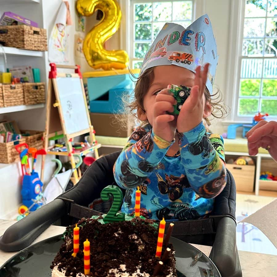 Halseyのインスタグラム：「The silliest goose and the sweetest boy is 2. Every road led me straight to you. Happy birthday, Ender! 🚛🚧🧸 I’ll eat you up, I love you so.」