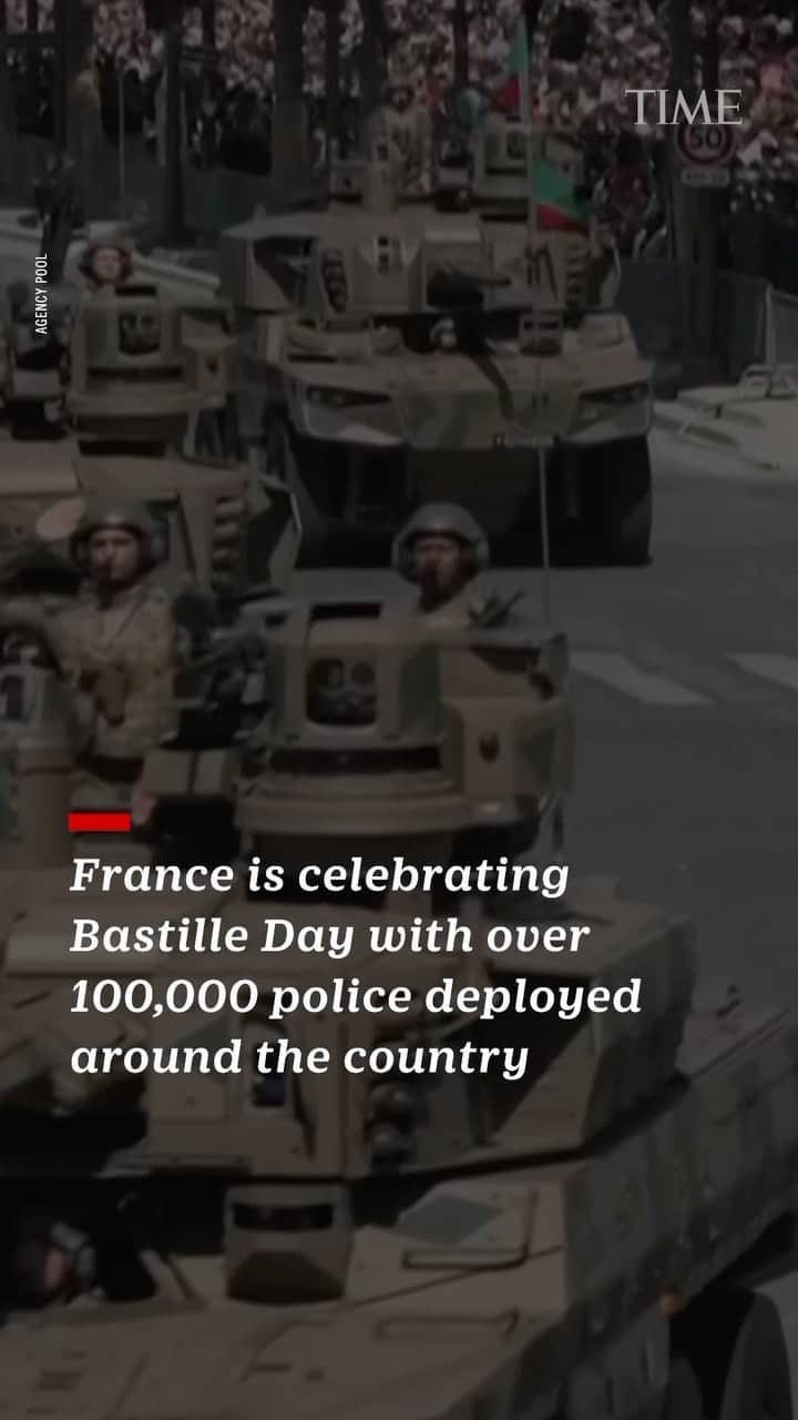 TIME Magazineのインスタグラム：「France is celebrating its national holiday Friday with whizzing warplanes and a grand Bastille Day parade in Paris — and with more than 100,000 police deployed around the country」