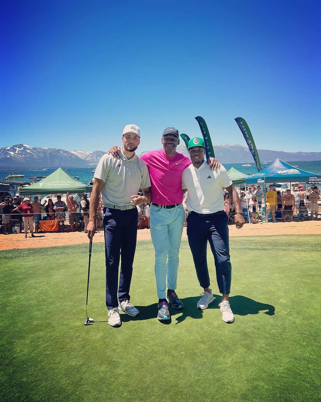 レイ・アレンのインスタグラム：「Great day on the course with my guys @zachlavine8 @kyle_lowry7 @nba @acchampionship #edgewood #tahoe」