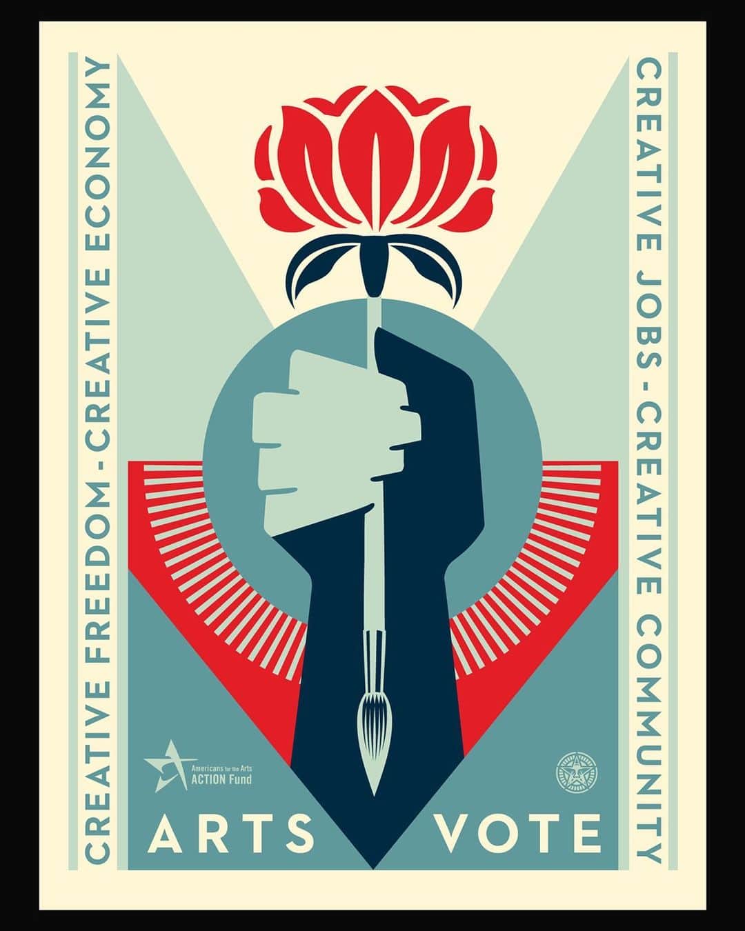 Shepard Faireyのインスタグラム：「I stand in solidarity with the writers and actors and other creatives throughout the industry. It is essential to fight for integrity and the ability to make a living in creative fields. Corporate greed is NOT the answer, creative power IS! –Shepard  Arts Vote, 2020 Created for Americans for the Arts (@americans4arts / @artsactionfund), "Make Your Vote Count" campaign.」