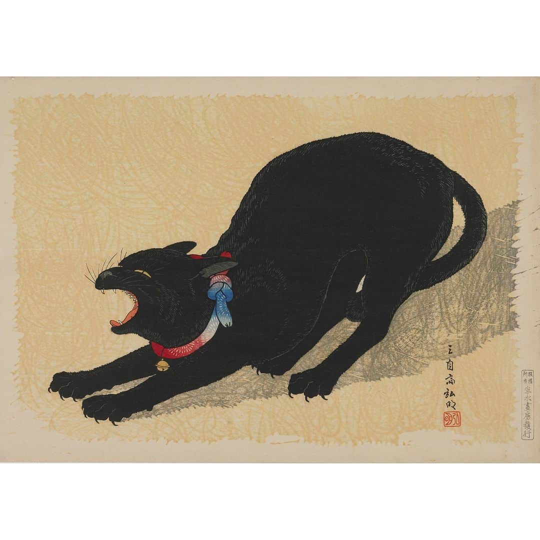 大英博物館さんのインスタグラム写真 - (大英博物館Instagram)「🐱 From cute kittens to magnificent moggies, there are hundreds of cats in the collection.  🐈 We’ve rounded up just a few fantastic felines – which one’s your favourite?  #BritishMuseum #Caturday  🔎 Netsuke in the form of a cat. Ivory, from Osaka, Japan, around 1820–1840.  🔎 George Baxter (1804–1867), ‘Puss Napping’. Baxter process on paper, from London in the UK, 1856.  🔎 Two spacer bars for a bracelet. Gold, from Edfu in Egypt, around 1580–1550 BC.   🔎 Night-light holder in the shape of a cat. Brown-black enamelled ceramic, from Jingdezhen in China, around 1690–1722.   🔎 Théophile Alexandre Steinlen (1859–1923), ‘L'Hiver, chat sur un coussin’. Colour crayon lithograph on paper, from France, 1909.   🔎 Sculpture of a cat suckling three kittens. Limestone, from Memphis in Egypt, around 400–200BC.   🔎 George Cruikshank (1792–1878), illustration to ‘George Cruikshank’s Omnibus’. Woodcut on paper, from London in the UK, 1842.  🔎 Figure of Bastet as a seated cat. Bronze and gold, from Egypt, around 664–332 BC.  🔎Takahashi Shotei (1871–1945), ‘Black Cat Streching’. Colour woodblock print on paper, from Japan, around 1935.」7月15日 17時30分 - britishmuseum