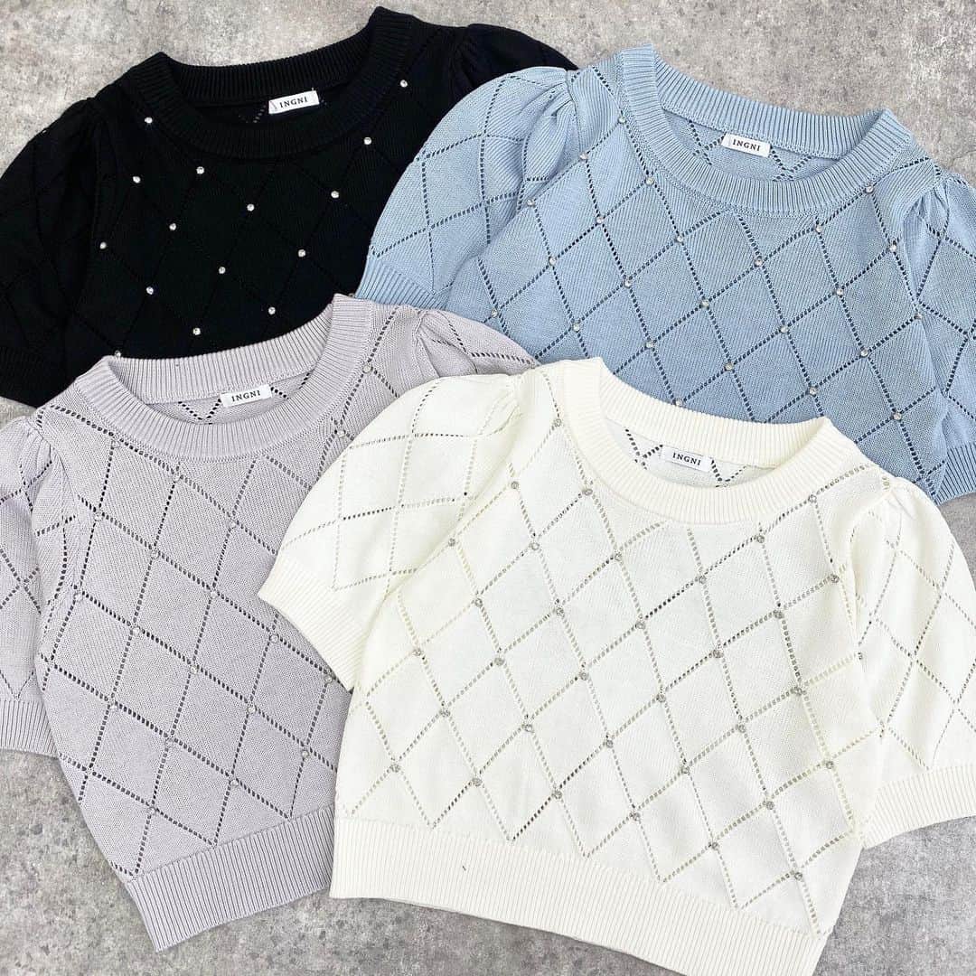 INGNI STOREさんのインスタグラム写真 - (INGNI STOREInstagram)「【pre order item♡】 ⁡ ⁡ ⁡ ⁡ ingnistore,zozotownにて予約受付中‼︎ (7月下旬〜8月上旬発送予定) ⁡ ⁡ ⁡ ■ラインストーン半袖ニット #1231-900560 ¥3,630 (tax in） 4カラー ⁡ ⁡ 大人気のラインストーンニットに 可愛すぎる新作が登場🤍 ⁡ 1枚着るだけで顔周りを 明るく見せてくれるのもポイント♡ ⁡ デニムパンツと合わせた甘めカジュアルなコーデや ミニボトムと合わせた韓国風コーデも◎ ⁡ ⁡  ┈┈┈┈┈┈┈┈┈┈┈┈┈┈┈┈┈ ┈┈┈┈┈┈ ⁡ ⁡ 〈INGNIコーデを大募集♡〉 @ingnistoreと#ingniコーデ のタグをつけて投稿していただいた方の中から、随時公式アカウントにてご紹介させていただきます‼︎ ⁡ ⁡ #INGN I#ingni #fashion #2023 #ss #오오티디 #패션#穿配不重样#夏 #夏コーデ #デートコーデ #ガーリーコーデ #ファッション #トレンド #カジュアルコーデ #甘めカジュアルコーデ ⁡ ⁡」7月15日 18時20分 - ingnistore