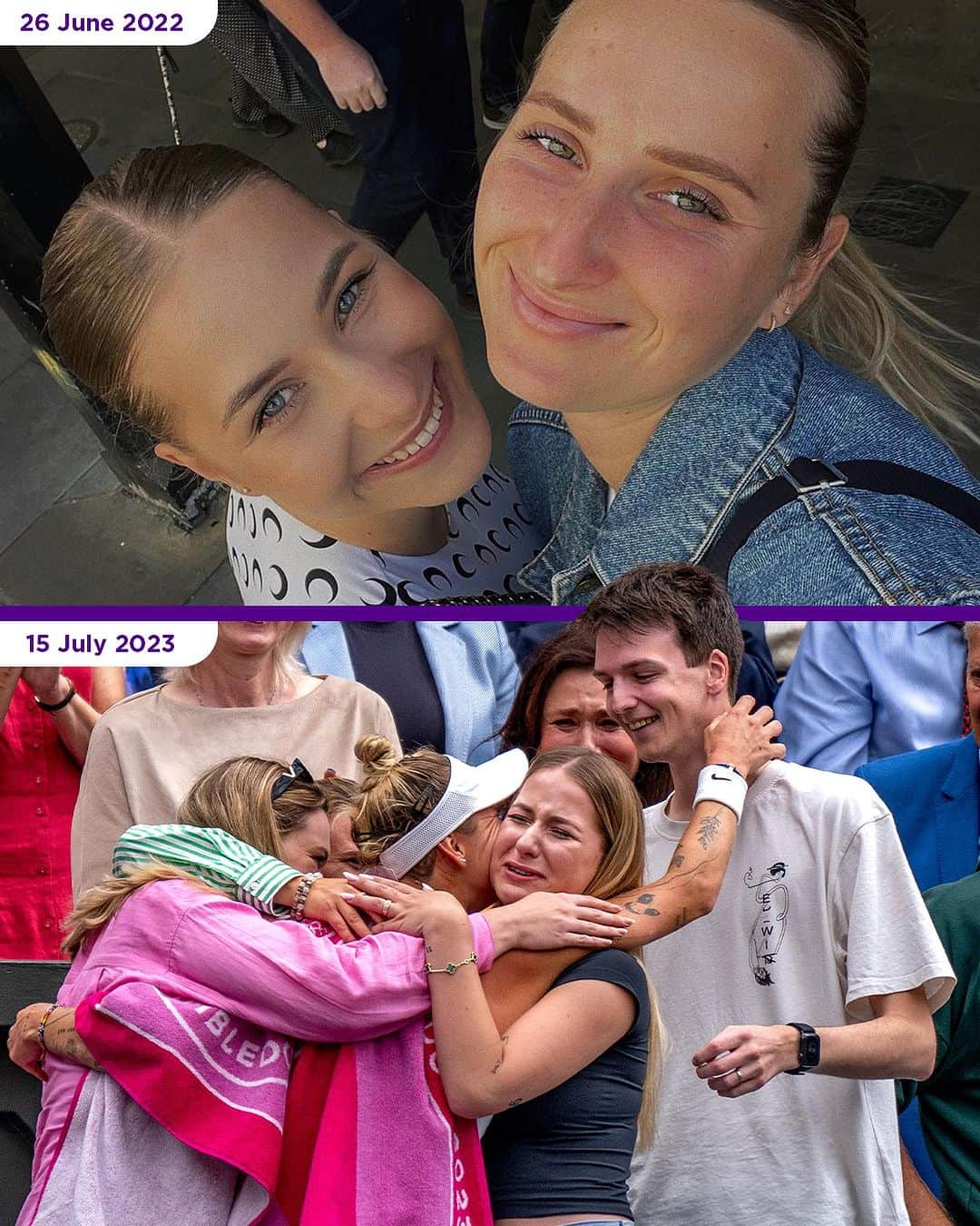 WTA（女子テニス協会）さんのインスタグラム写真 - (WTA（女子テニス協会）Instagram)「What a difference a year makes 💚💜  #Wimbledon」7月16日 1時32分 - wta