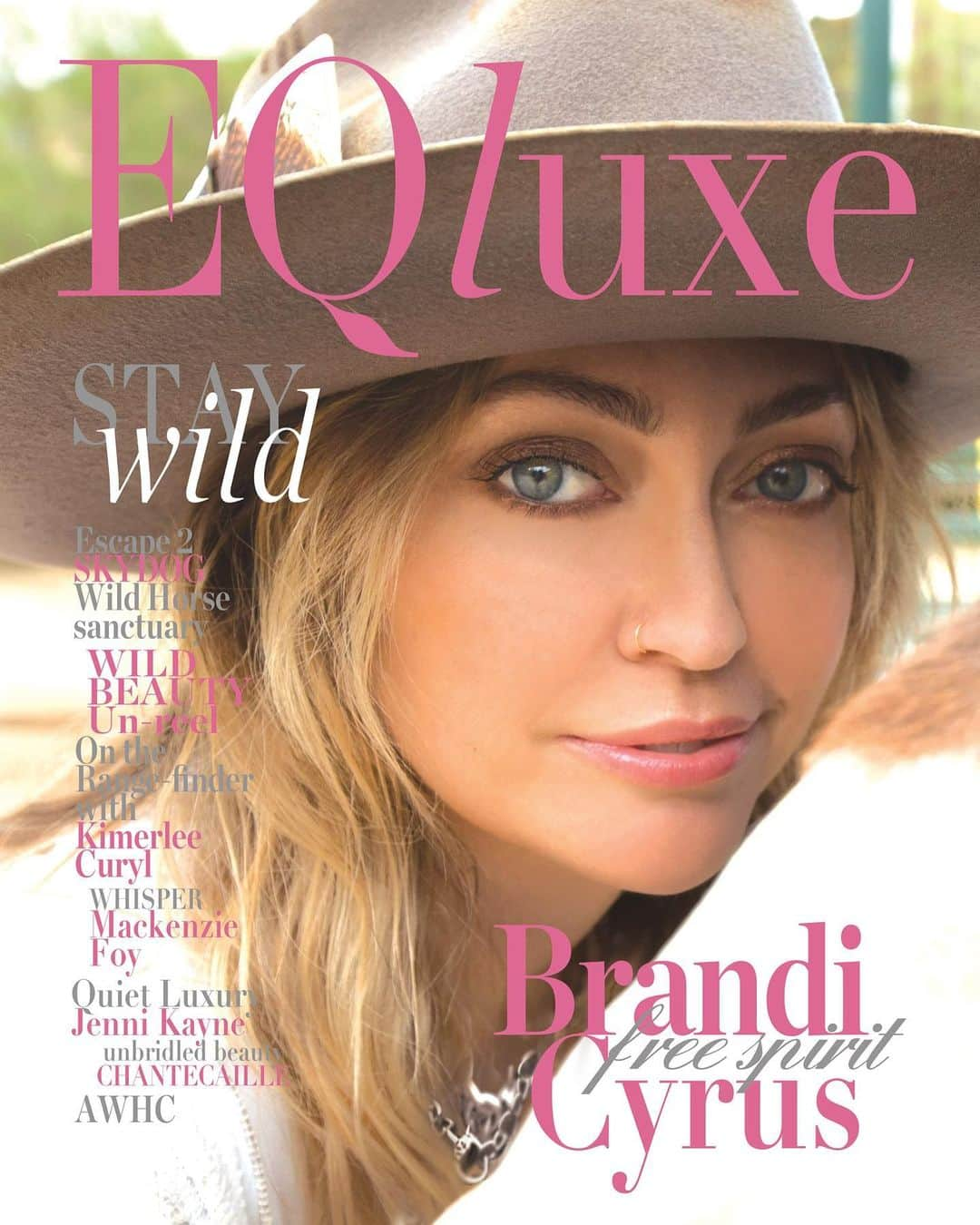 ブランディ・グレン・サイラスのインスタグラム：「Thank you @eqluxe for this beautiful cover & allowing me to shine a light on @freewildhorses and their efforts to save our American wild horses & burros 🙏🏼🐴🫏❤️  Photos by @shelliwrightphoto Glam: @michelledmakeup Stylist:  @natalieharperhowell Location: @skydogsanctuary」