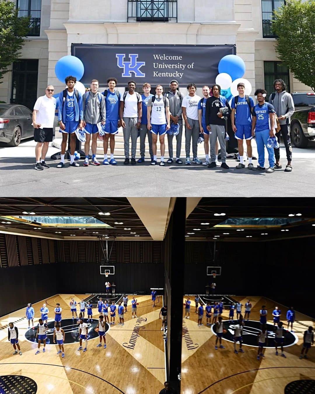 Nice Kicksさんのインスタグラム写真 - (Nice KicksInstagram)「And I rock Kentucky blue 😼🔵 Drake really let the @kentuckymbb team pull up to his mansion to practice and @lilyachty revealed a new UK Nike x NOCTA Glide PE 👀  🎥: @danielhagerksr/TW」7月16日 3時14分 - nicekicks