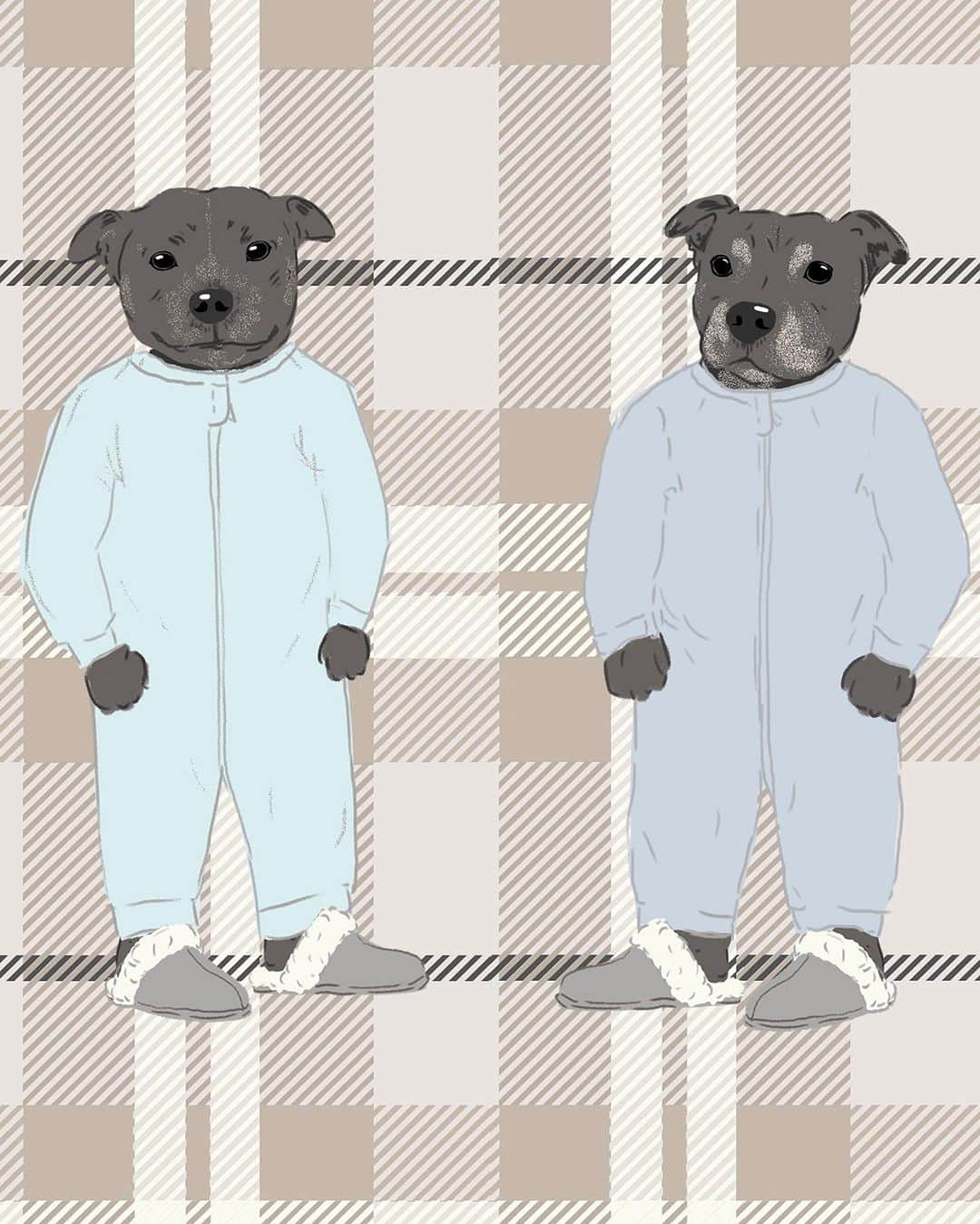 DARREN&PHILLIPのインスタグラム：「The cutest little Blueboy Staffy Bears in all the land 😭😍🐶🧸 Based on the pic that started it all. Say hello to Bedtime Blueboys, releasing very soon! @darrenandphillip」