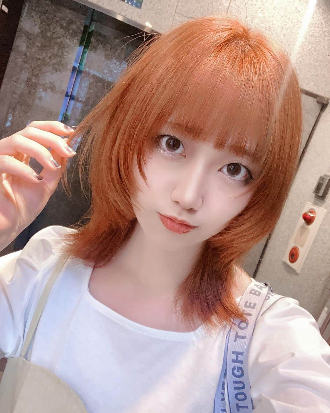 火寺バジル（魔法少女になり隊）のインスタグラム：「new hair🍊🧡 アスカカラー!‼︎  . . . . . #オレンジカラー #ヘアカラー #派手髪 #ウルフカット #japanesegirl #animecoloring #animegirl #japanesemusic #newhaircolor」