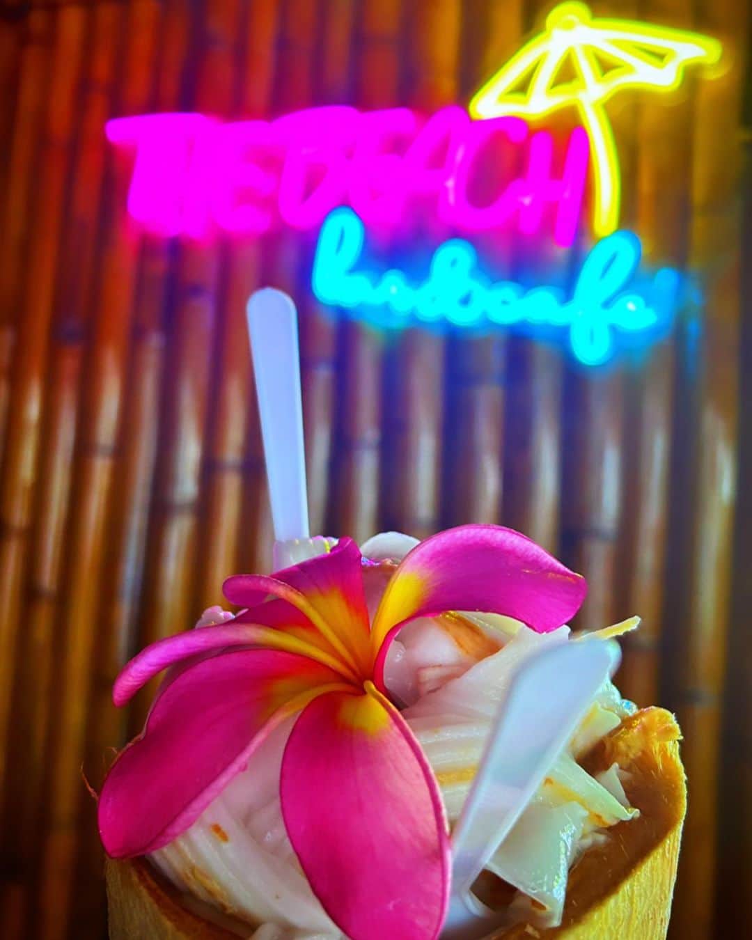 のインスタグラム：「. “THE BEACH”  The flower language of  hibiscus is "trust"🌺  .」