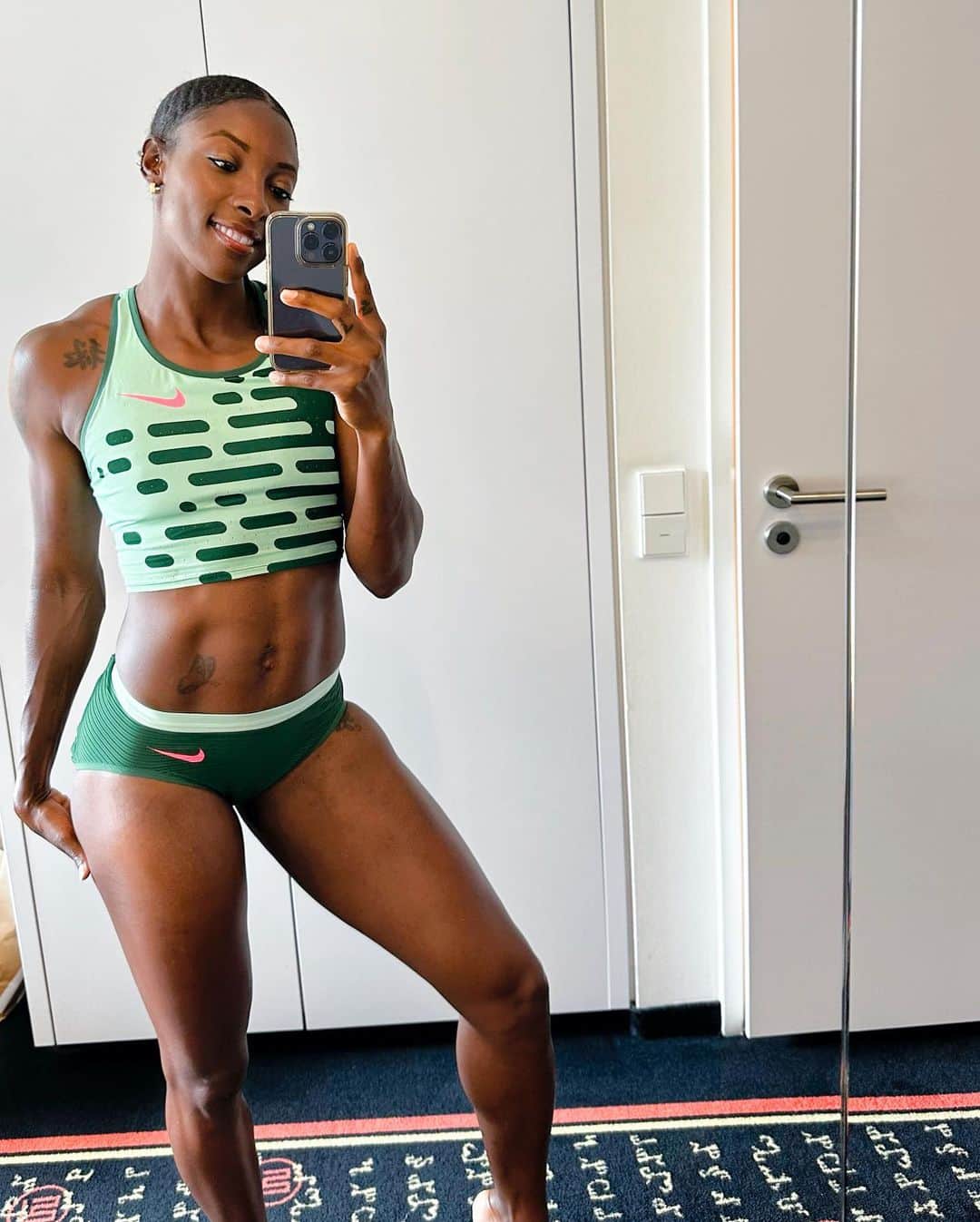 ニア・シファーティヒー・アリのインスタグラム：「12.38 today at Silesia Diamond League! Happy with the progress. Fastest one off, fastest DL time. Coming along. Thank you Lord 🙏🏾」