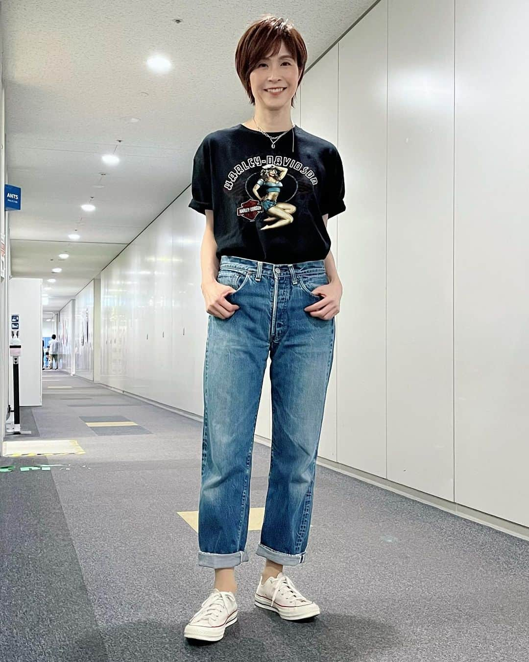 今村涼子さんのインスタグラム写真 - (今村涼子Instagram)「#古着コーデ#古着tシャツ  #harlaydavidsontshirt  #アメカジ #vintagelevis#levis501xx #vintagedenim  #vintage501#ビッグe #ビンテージリーバイス #大人古着#大人古着女子」7月16日 19時20分 - ryoko.imamu