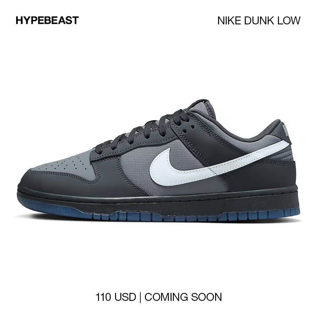 HYPEBEASTさんのインスタグラム写真 - (HYPEBEASTInstagram)「@hypebeastkicks: @nike gives the Dunk Low a stealth touch for its upcoming rendition, with the “Anthracite” colorway.⁠ ⁠ This particular iteration features a gray ripstop base that complements the anthracite nubuck overlays to give the shoe its dark and moody aesthetic. Constructed with a combination of leather and mesh, the Swoosh contrasts against the dark tones in a crisp, white. The sides also feature 3M reflective detailing. Lastly, the “NIKE” branding is embroidered on the heel in gray while the shoe sits atop an anthracite midsole and blue semi-translucent outsole.⁠ ⁠ Look for the pair to arrive in the coming months at select retailers and online at Nike for $110 USD.⁠ Photo: Nike」7月16日 19時42分 - hypebeast