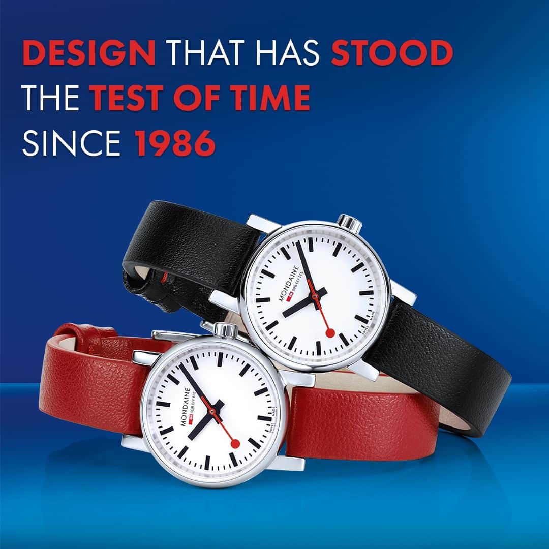 モンディーンのインスタグラム：「True to our roots, our iconic watch face remains unchanged since its creation and is widely considered to be one of the '10 Classic Swiss Watch Designs.' Wear a Mondaine watch and become part of our timeless journey.  #ASICONICASYOU」