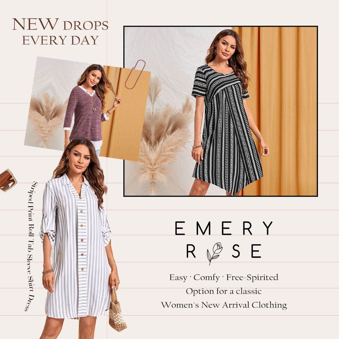 SHEINのインスタグラム：「Effortless summer style starts with these comfy chic EMERY ROSE pieces 🌿☀️  🔎18166965 17779361 17766887 17565520 17565347 17565309 17565127 17525768 17383305 17373986  #EMERYROSE」
