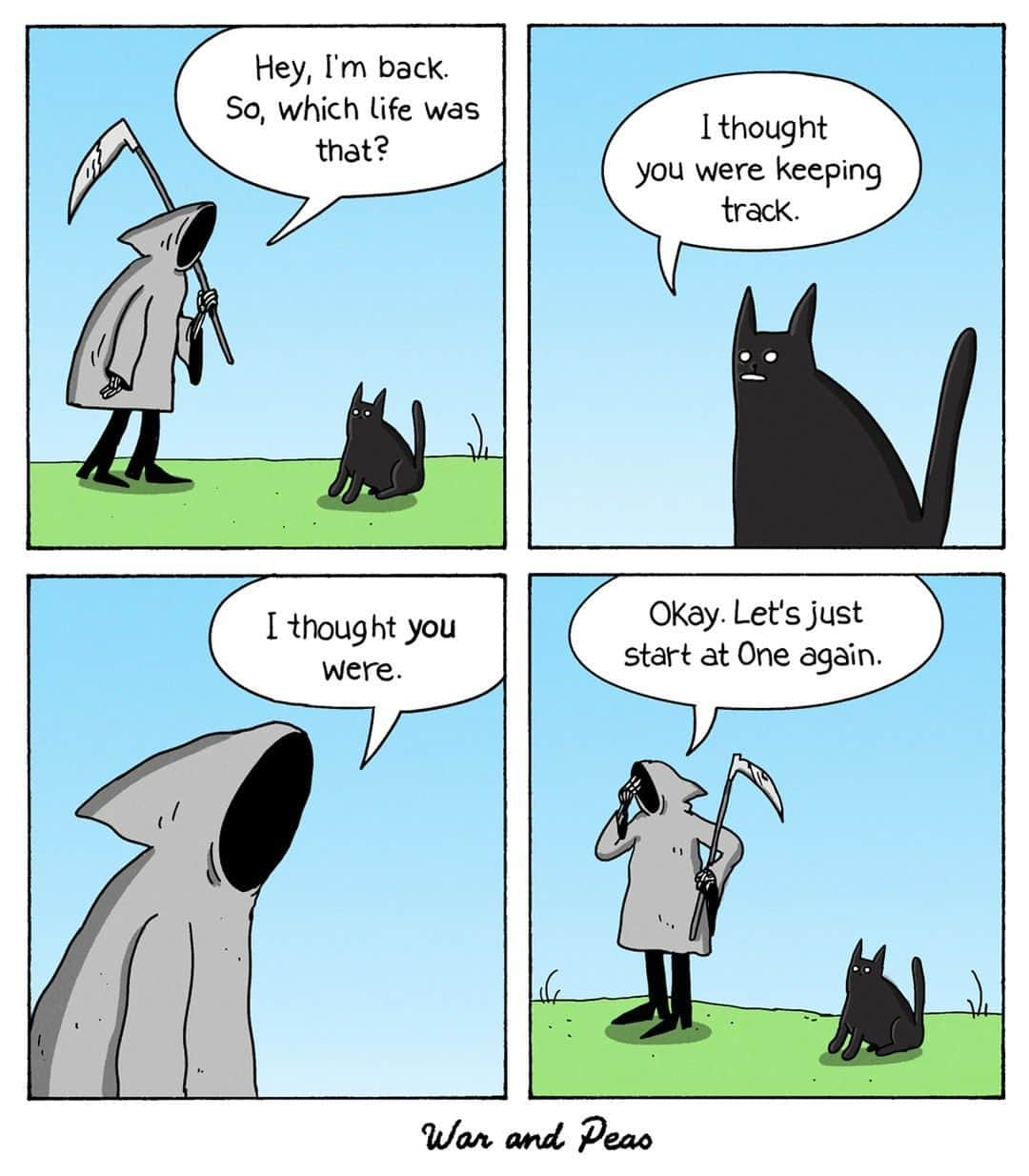 9GAGさんのインスタグラム写真 - (9GAGInstagram)「When in doubt, just recount😼 ✍🏻 @war.and.peas - #comic #cat #ninelives #grimreaper #9gag」7月17日 4時00分 - 9gag