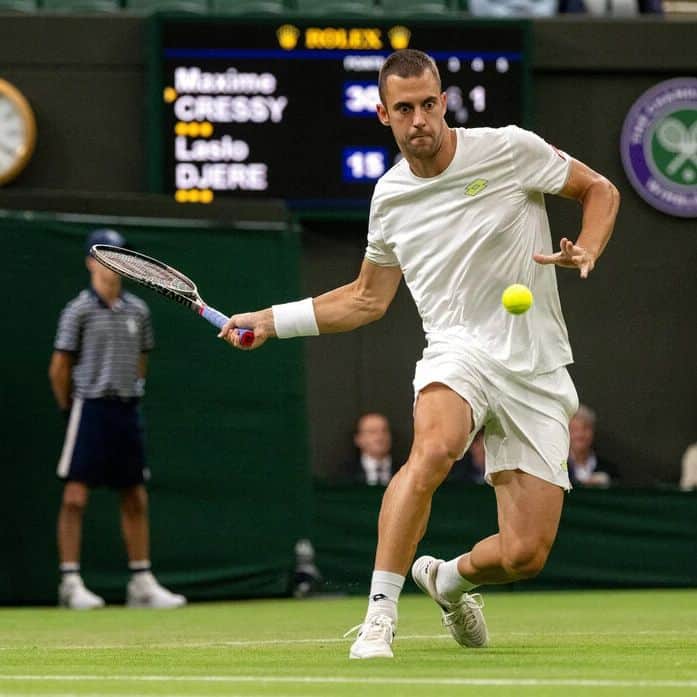 ラスロ・ジェレのインスタグラム：「Decent run on this years Wimbledon. However there is always room for improvement and I am always trying to be better. The work continues... Already back on clay and playing my first match tomorrow.🙌🏻 📸: @Wimbledon」