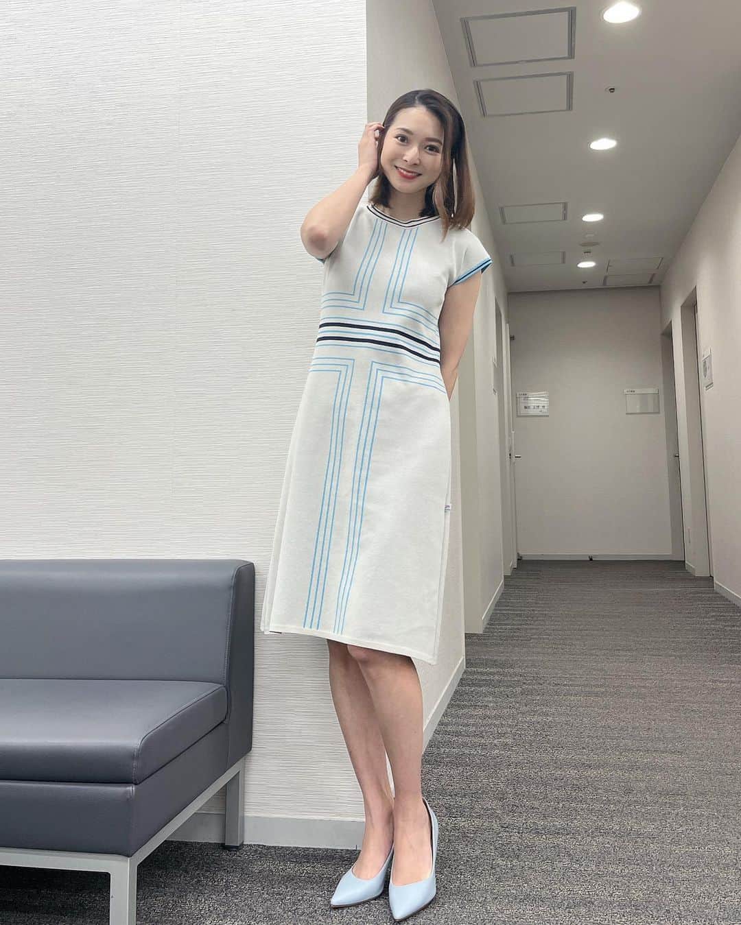 住田紗里のインスタグラム：「海の日ですね🏝️ 今週は代役で8時まで出演します。  ワンピース DiDi Guranjie（@didiguranjie）  #グッドモーニング#衣装#didiguranjie#ワンピース#海の日#祝日#テレビ朝日#テレ朝#テレビ朝日アナウンサー#アナウンサー#住田紗里」