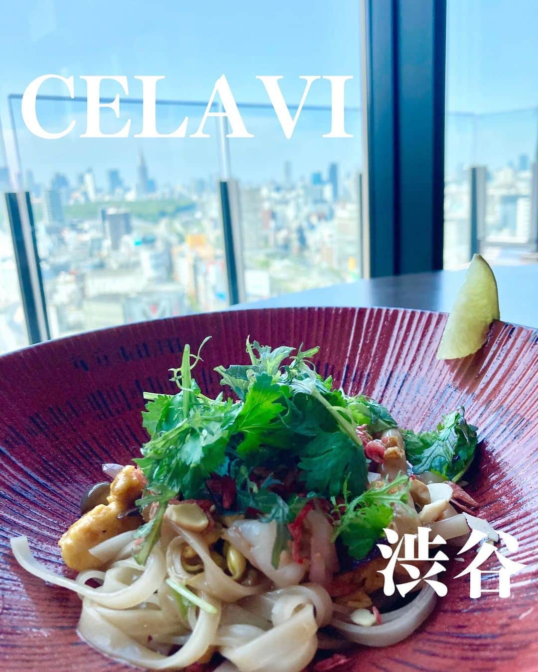 山田優依のインスタグラム：「CÉ LA VI RESTAURANT & SKY BAR in Shibuya  【CÉ LA VI RESTAURANT & SKY BAR】 📍渋谷駅/ダイニングバー、フレンチ、イタリアン  ママのお誕生日お祝いに、シンガポールの五つ星ホテル "マリーナベイ・サンズ"のルーフトップレストラン&バー 「CÉLAVI」の、モダンアジアン料理を提供する CÉ LA VI RESTAURANT & SKY BARへ  眺望を眺めながら、美味しい多国籍料理を頂ける ラグジュアリーな空間で、お祝いにもピッタリです✨  どのお皿も美味しい☺️て顔を合わせたけど、 米粉のパッタイが特に美味しくてオススメ☺️  ママが誰よりも大好きすぎて笑、ママより先に 死にたい！と言っていたら会社のママさんに 怒られました☺️  Happy birthday mom✨  【CÉ LA VI RESTAURANT & SKY BAR】 📍渋谷駅より徒歩1分 ⏰ Lunch11:00～23:00 ●SKY LUNCH ¥6600  #渋谷ランチ　#渋谷ディナー　#渋谷スカイ　#渋谷バー　#渋谷ごはん　#渋谷区グルメ　#セラヴィ　#東急プラザ　#東急プラザ渋谷」